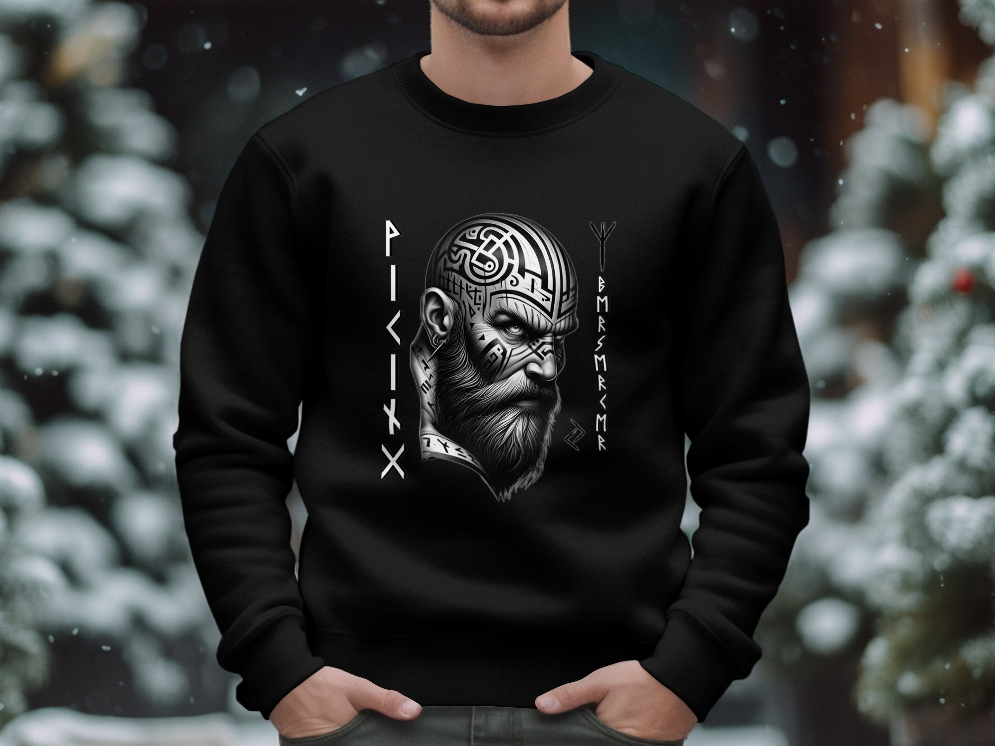 Viking Focus - Coloured Gildan Sweatshirt Realistic Norse Talisman Men Women Unisex Valhalla Tee Graphic Design