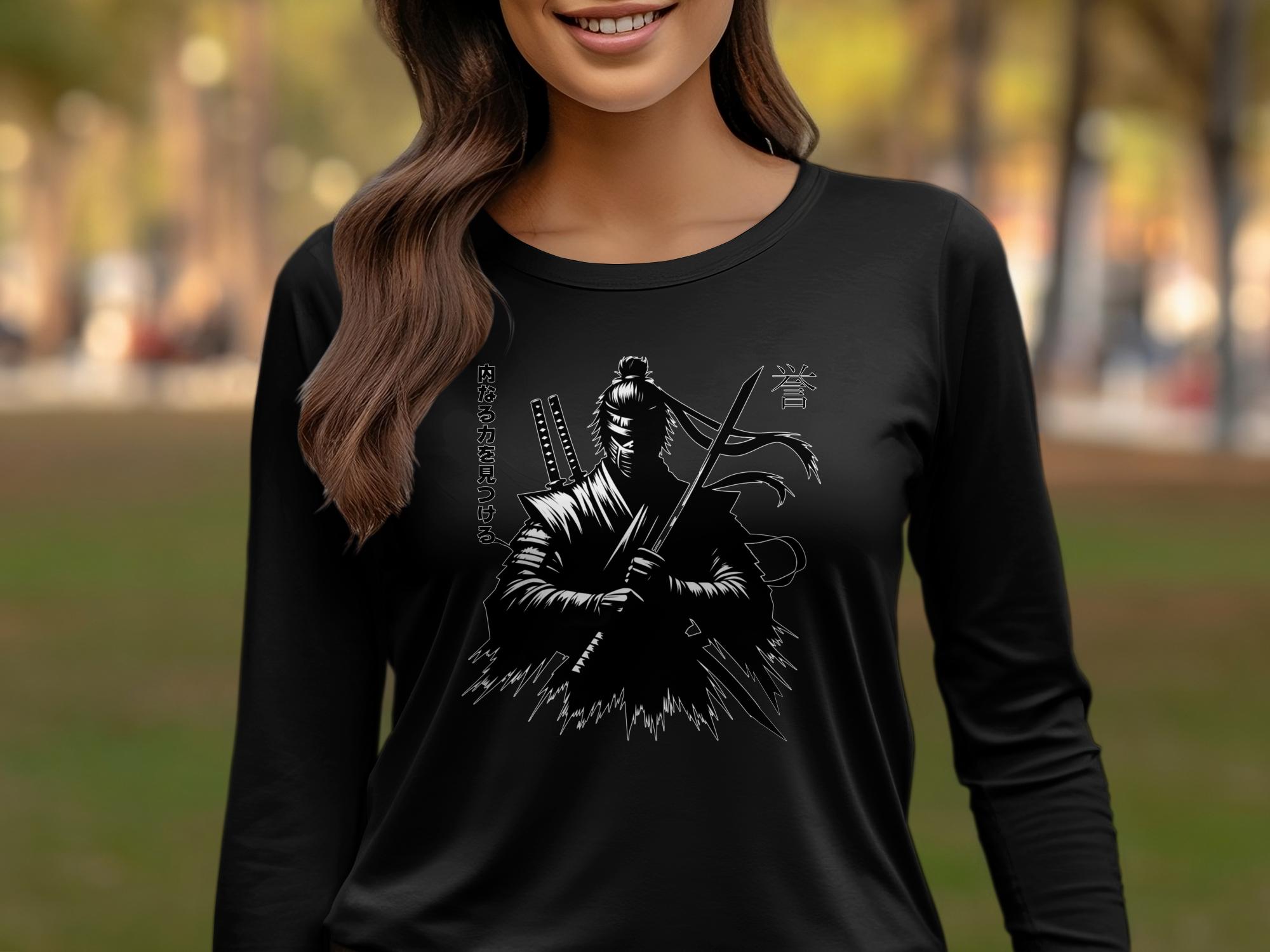 Samurai Ninja - Coloured Gildan Long Sleeve Japanese Talisman Unisex Cultural Symbolic Graphic Design