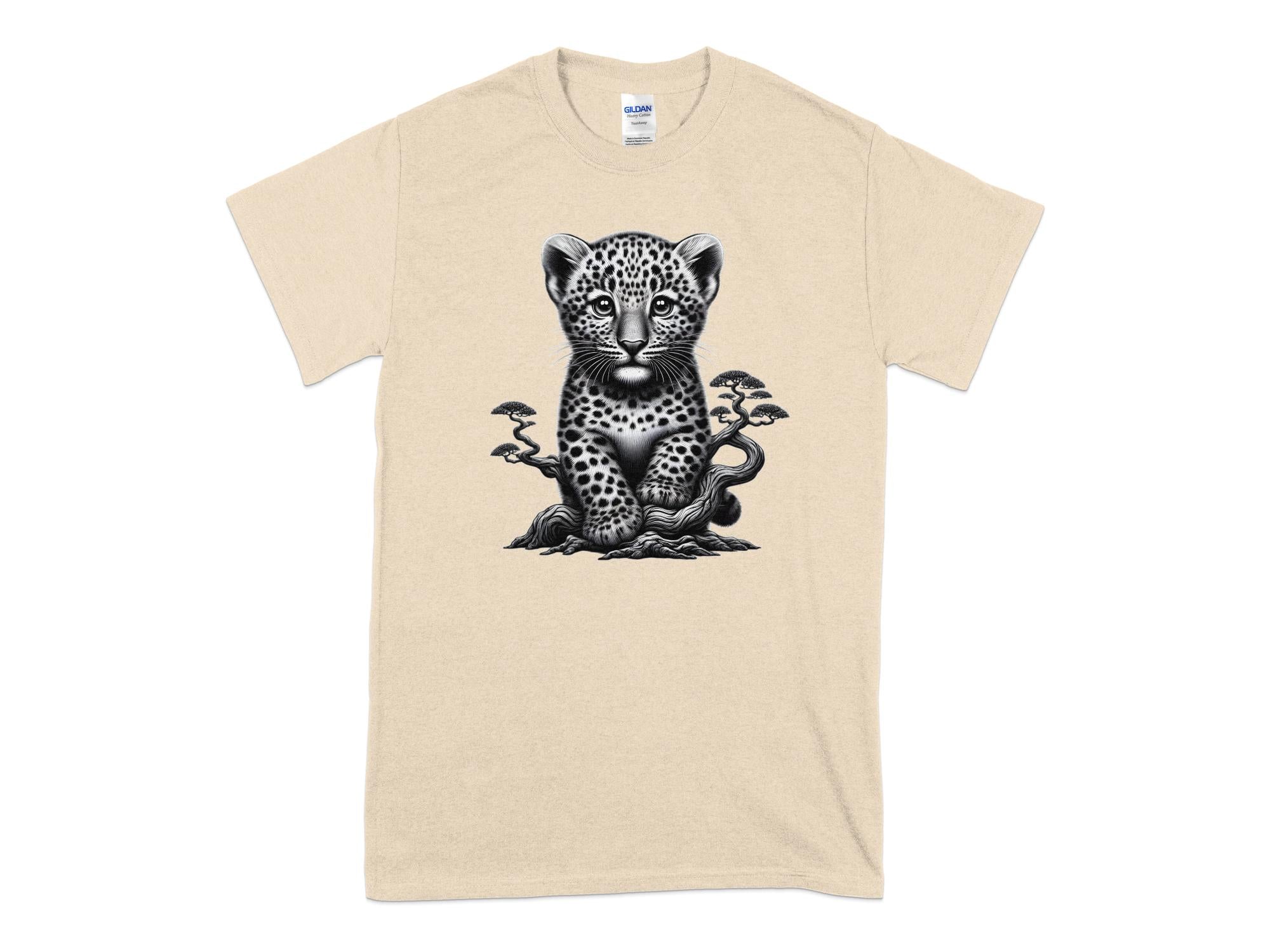 Leopard Bonsai - Coloured Gildan T-Shirt Realistic Animal Talisman Unisex Cute Tee Graphic Design