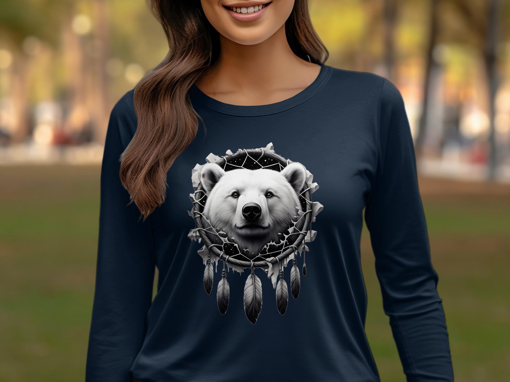 Dreamcatcher Bear - Coloured Gildan Long Sleeve Realistic Native American Talisman Unisex Mythology Tee Graphic Design