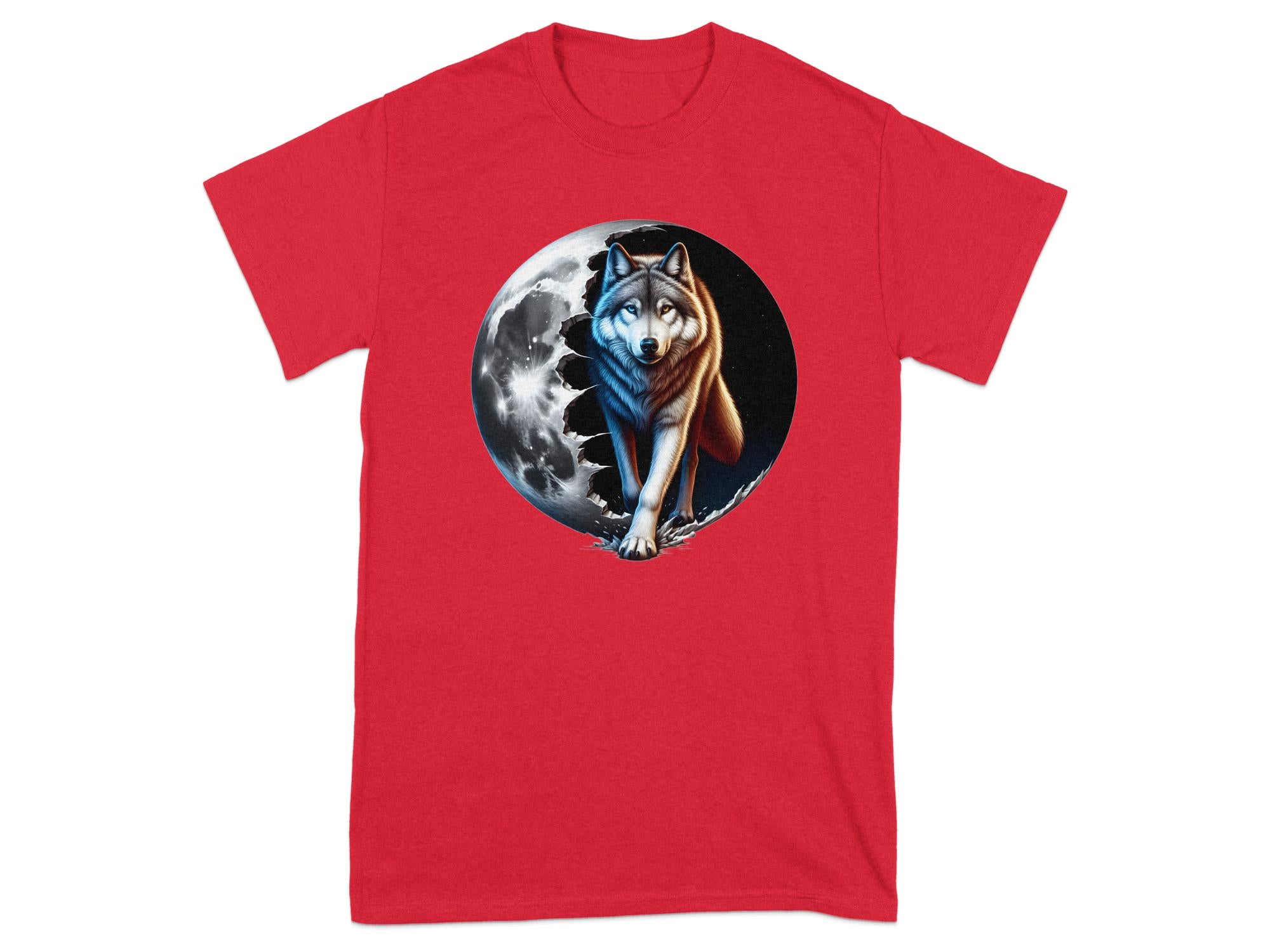 Moon Wolf - T-Shirt Realistic Full Colour Animal Talisman Unisex Mythology Tee Gildan Graphic Design