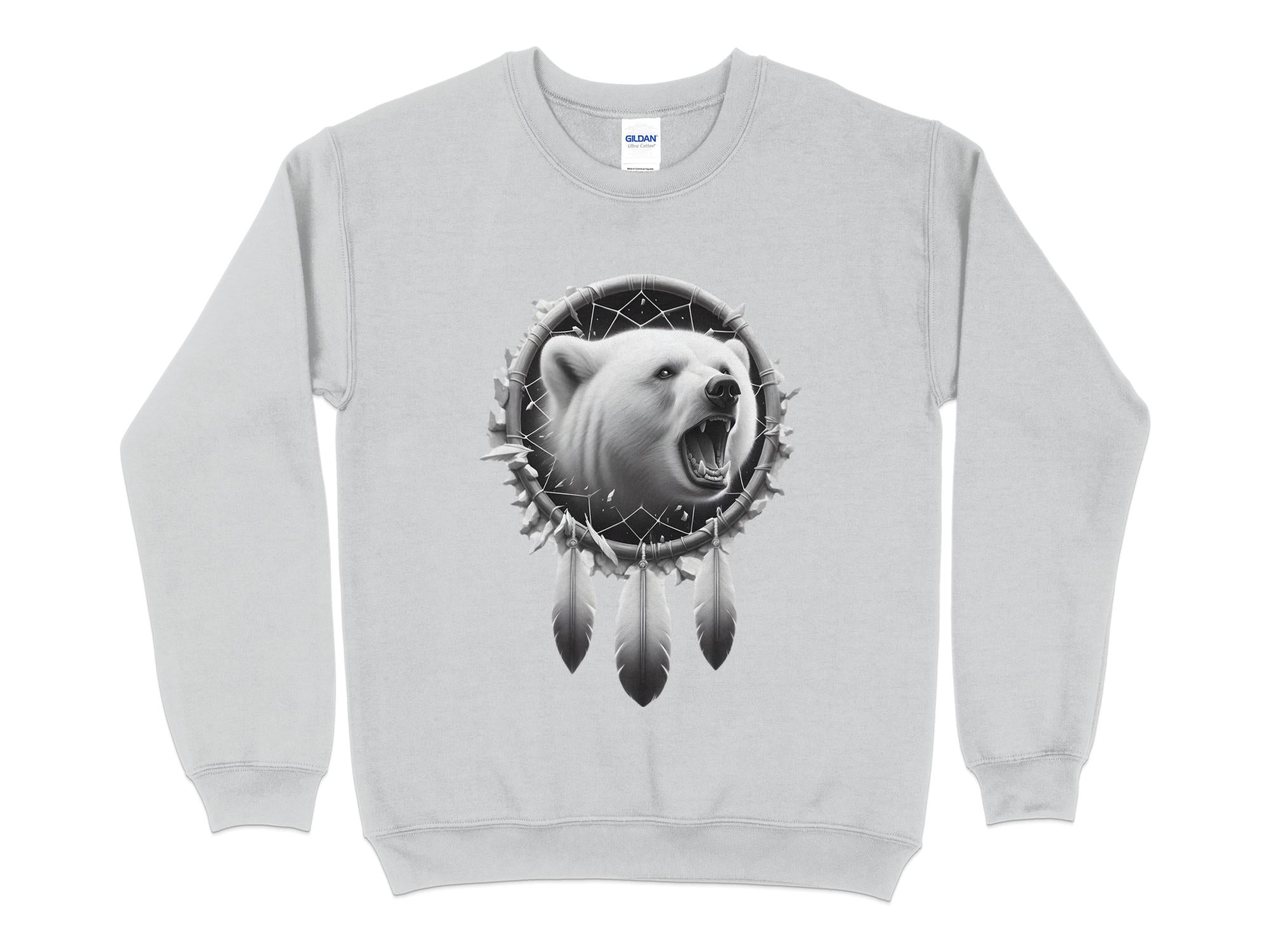 Dreamcatcher Bear - Coloured Gildan Sweatshirt Realistic Native American Talisman Unisex Mythology Tee Graphic Design