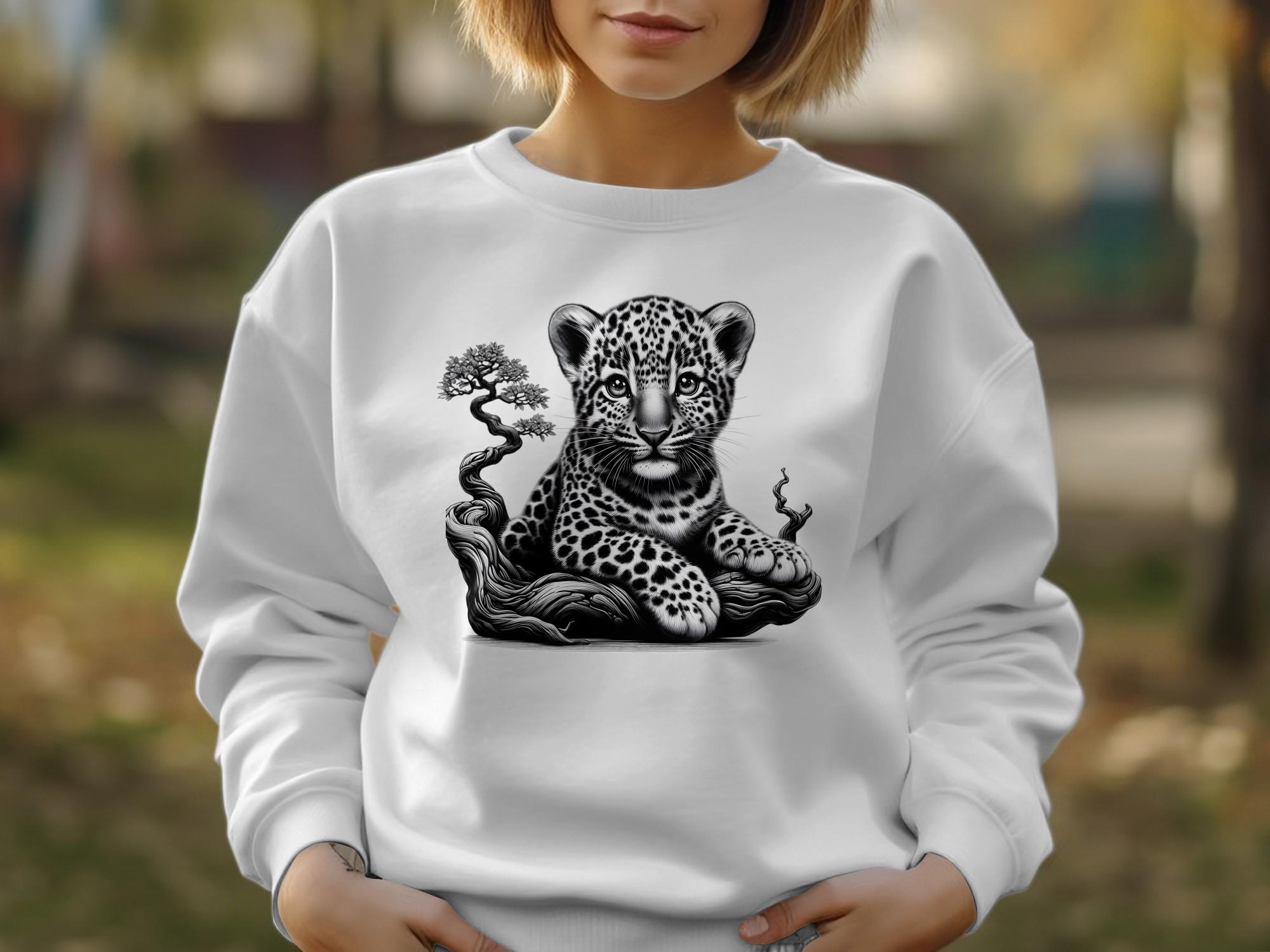 Leopard Bonsai - Coloured Gildan Sweatshirt Realistic Animal Talisman Unisex Cute Tee Graphic Design