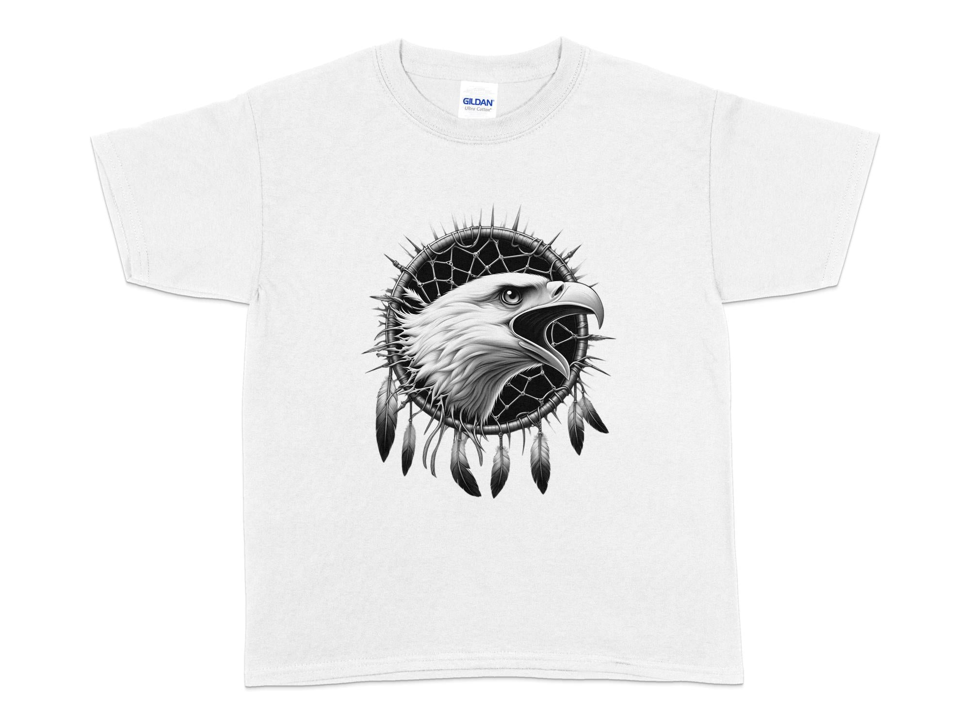 Dreamcatcher Eagle - Coloured Gildan Kids T-Shirt Realistic Native American Talisman Unisex Mythology Tee Graphic Design