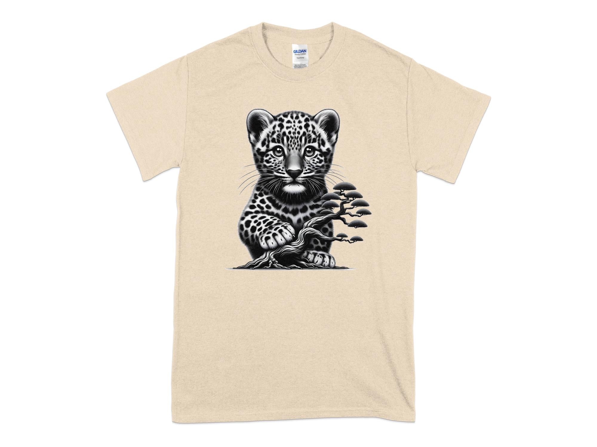 Leopard Bonsai - Coloured Gildan T-Shirt Realistic Animal Talisman Unisex Cute Tee Graphic Design