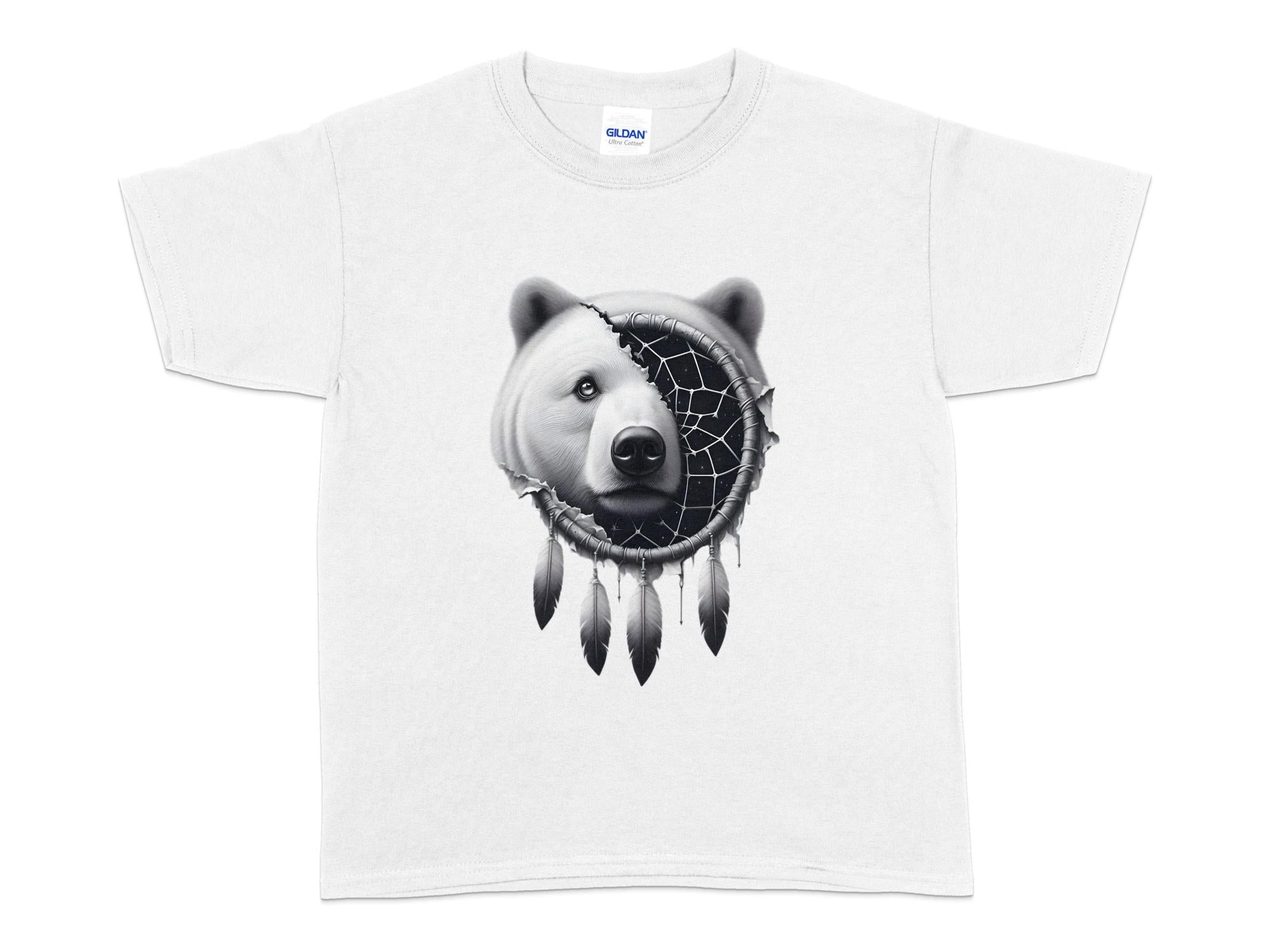 Dreamcatcher Bear - Coloured Gildan Kids T Shirt Realistic Native American Talisman Unisex Mythology Tee Graphic Design