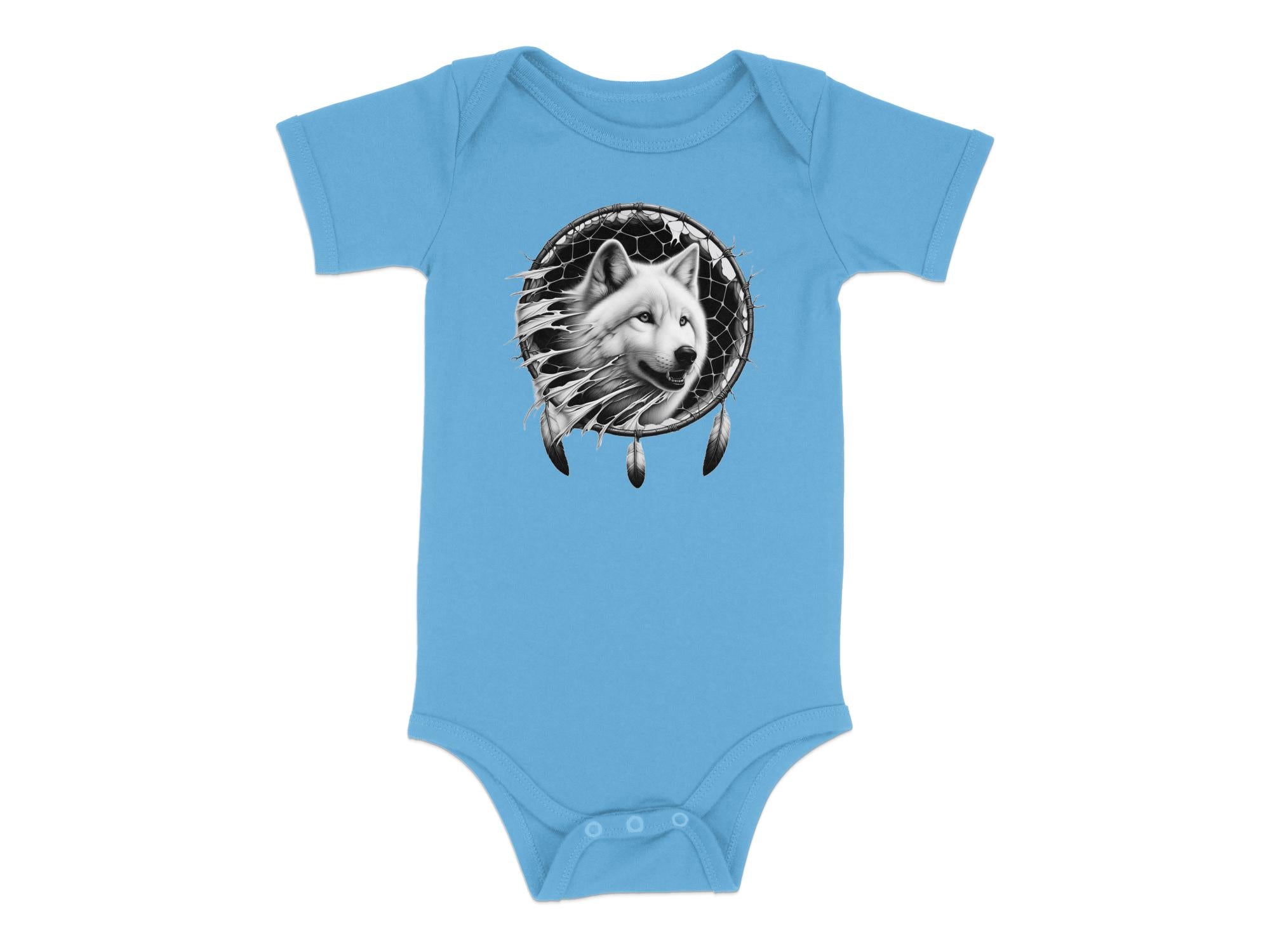 Dreamcatcher Wolf - Coloured Toddler Bodysuit Realistic Native American Talisman Unisex Mythology Tee Graphic Design