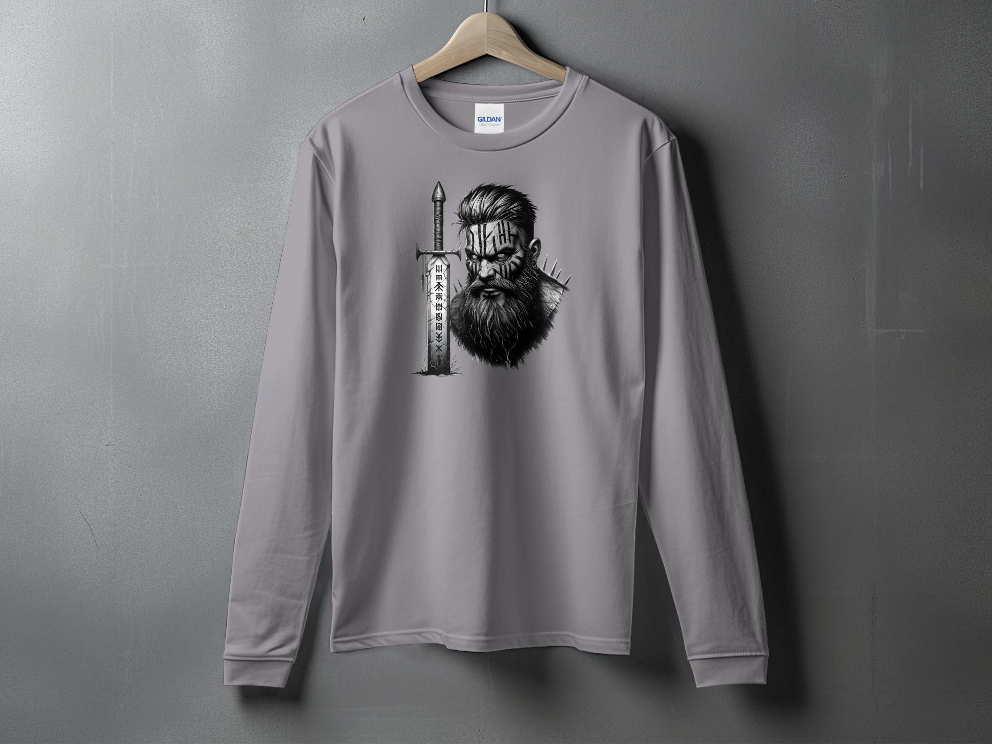 Viking Dauntless - Coloured Gildan Long Sleeve Realistic Norse Talisman Men Women Unisex Valhalla Tee Graphic Design