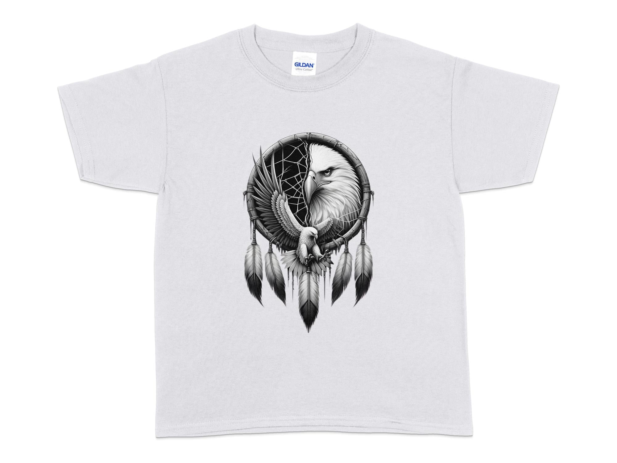 Dreamcatcher Eagle - Coloured Gildan Kids T-Shirt Realistic Native American Talisman Unisex Mythology Tee Graphic Design