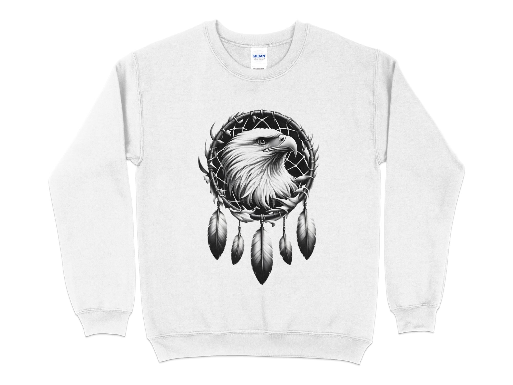 Dreamcatcher Eagle - Coloured Gildan Sweatshirt Realistic Native American Talisman Unisex Mythology Tee Graphic Design