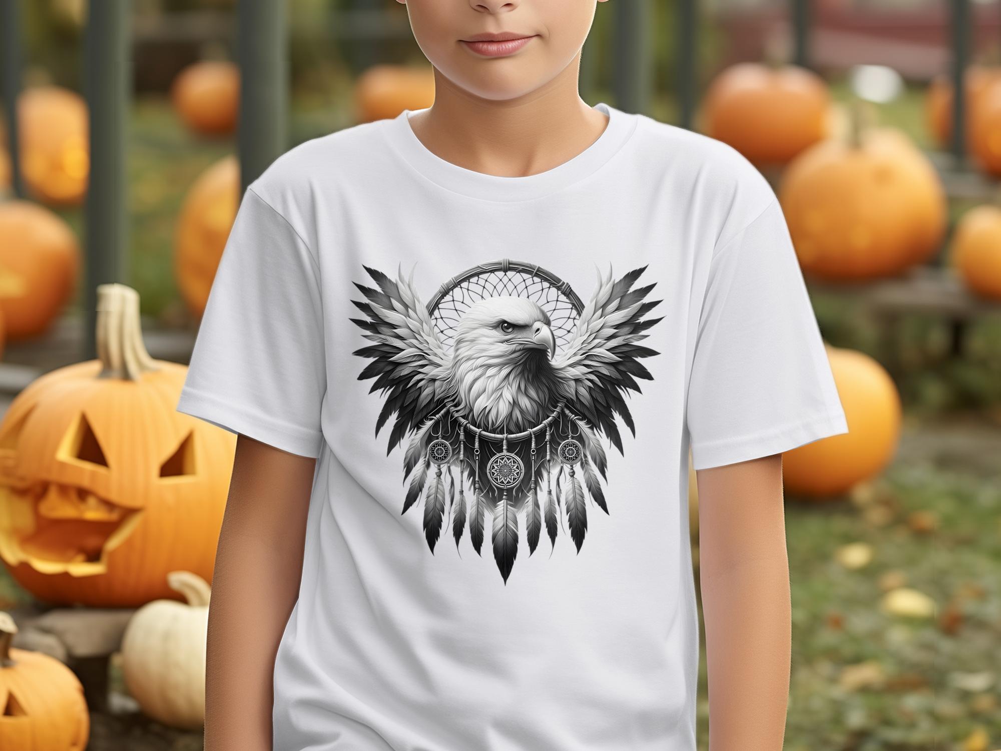 Dreamcatcher Eagle - Coloured Gildan Kids T-Shirt Realistic Native American Talisman Unisex Mythology Tee Graphic Design