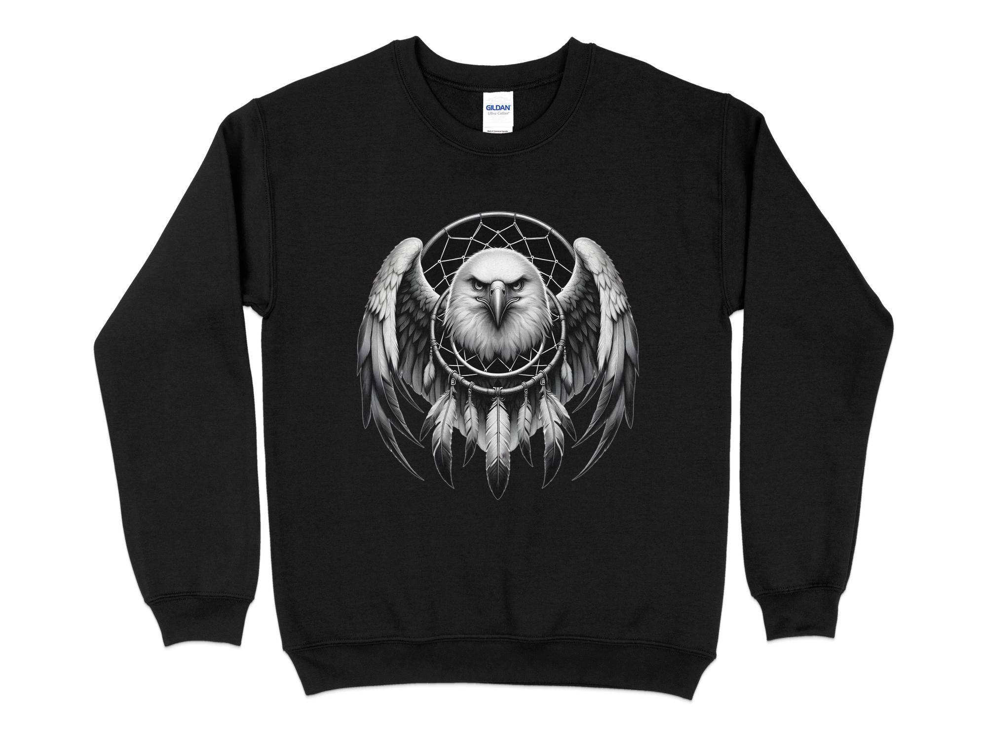 Dreamcatcher Eagle - Coloured Gildan Sweatshirt Realistic Native American Talisman Unisex Mythology Tee Graphic Design