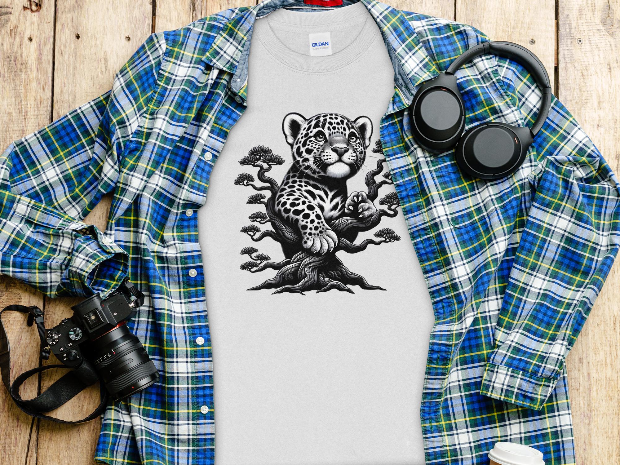 Leopard Bonsai - Coloured Gildan Long Sleeve Realistic Animal Talisman Unisex Cute Tee Graphic Design