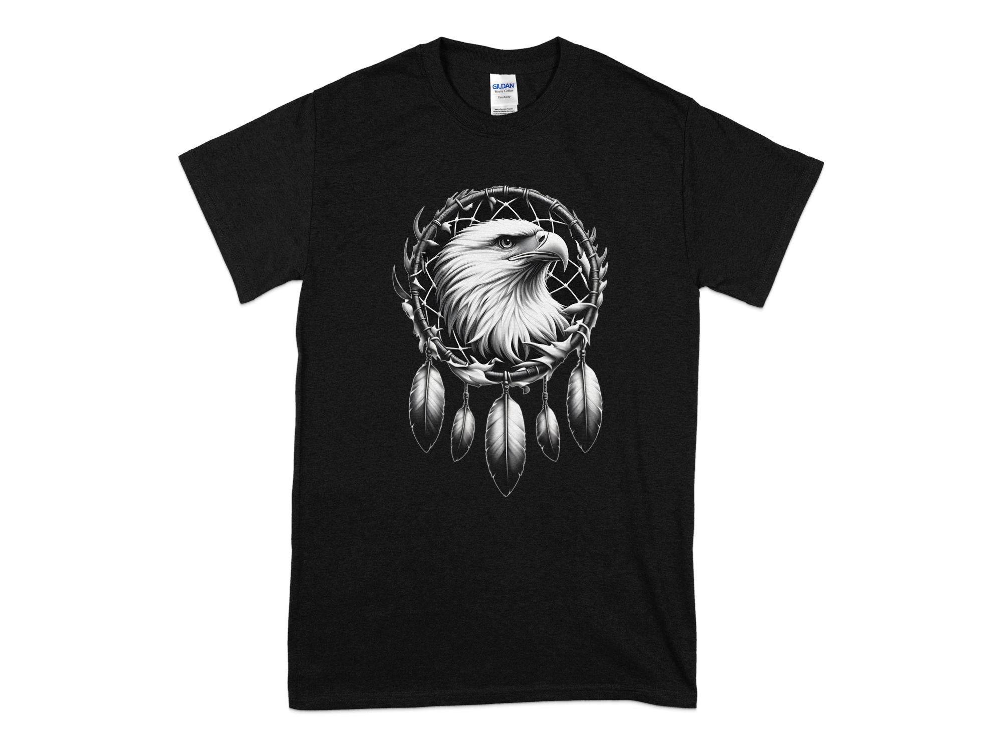 Dreamcatcher Eagle - Coloured Gildan T-Shirt Realistic Native American Talisman Unisex Mythology Tee Graphic Design