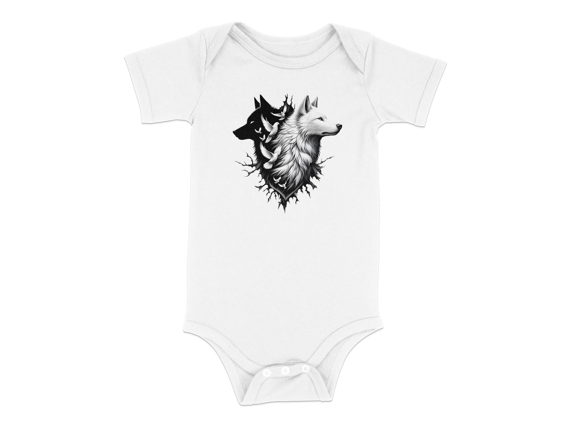 Wolf x Doves - Coloured Toddler Bodysuit Realistic Animal Talisman Unisex Tee Graphic Design