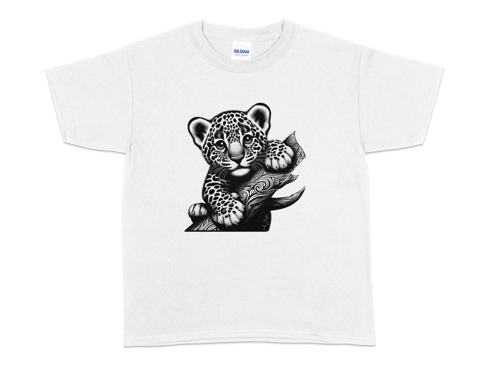 Leopard Bonsai - Coloured Gildan Kids T-Shirt Realistic Animal Talisman Unisex Cute Tee Graphic Design