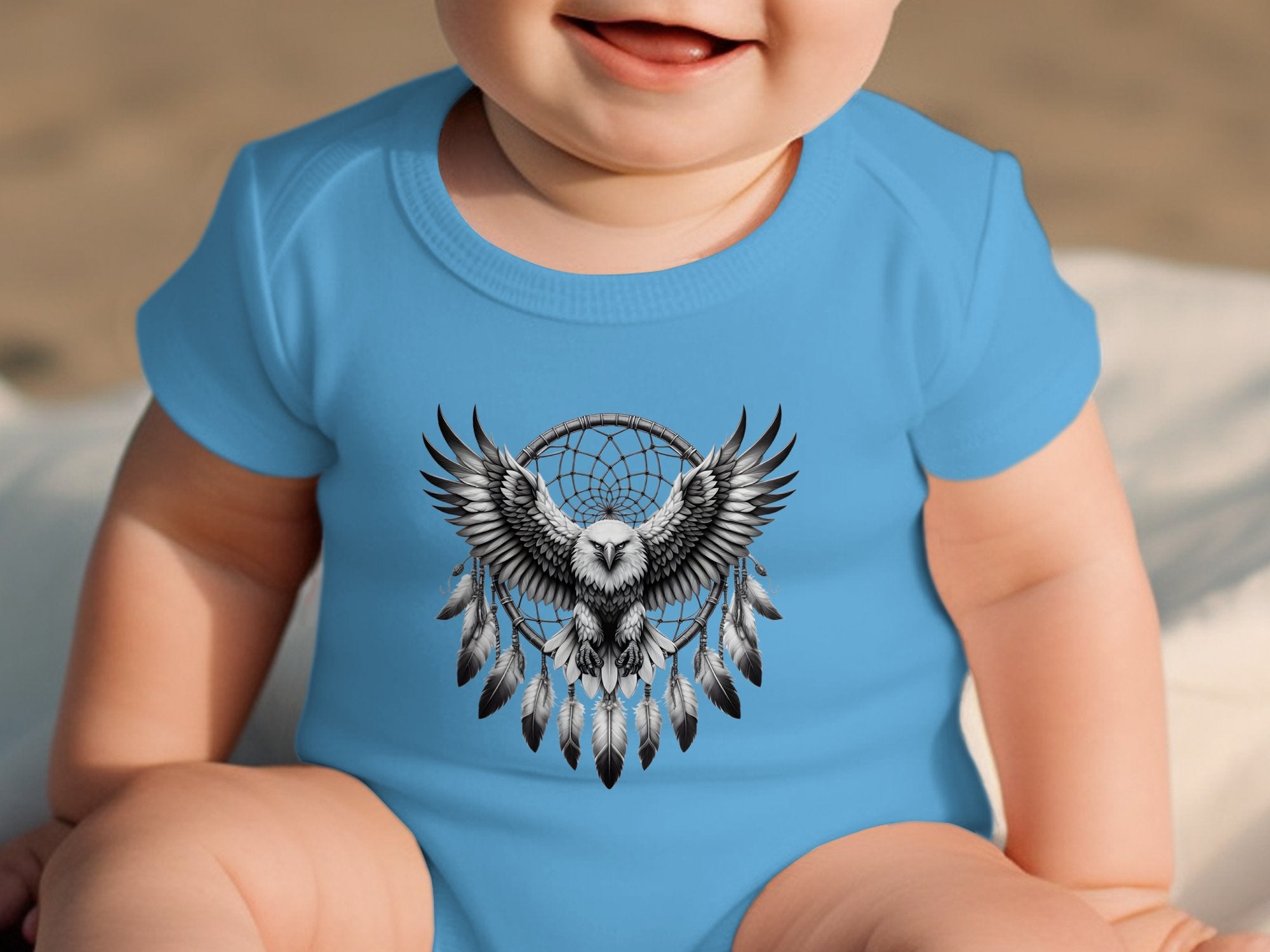 Dreamcatcher Eagle - Coloured Toddler Bodysuit Realistic Native American Talisman Unisex Mythology Tee Graphic Design