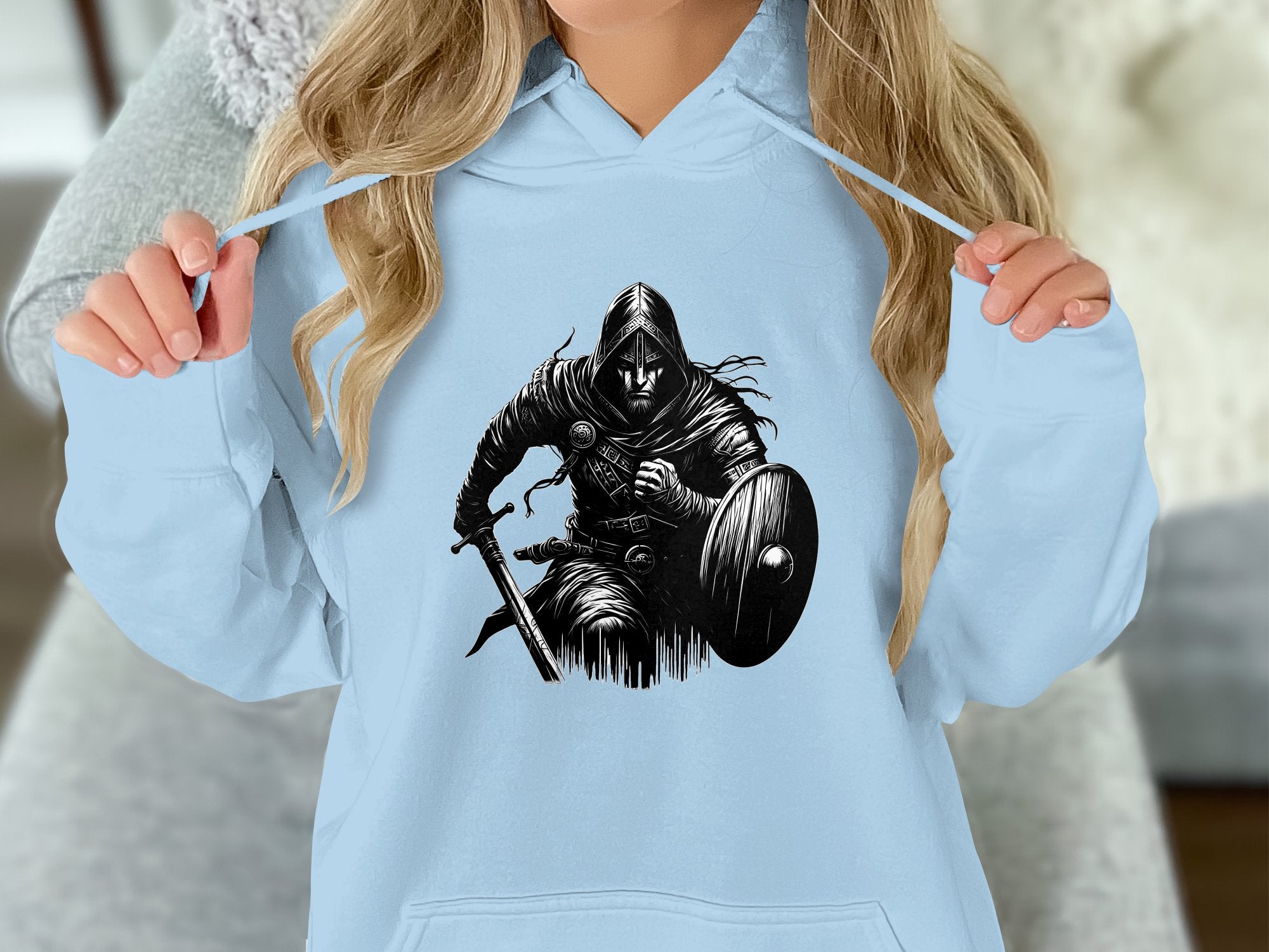 Viking Soldier - Coloured Gildan Hoodie White Norse Talisman Men Women Unisex Valhalla Tee