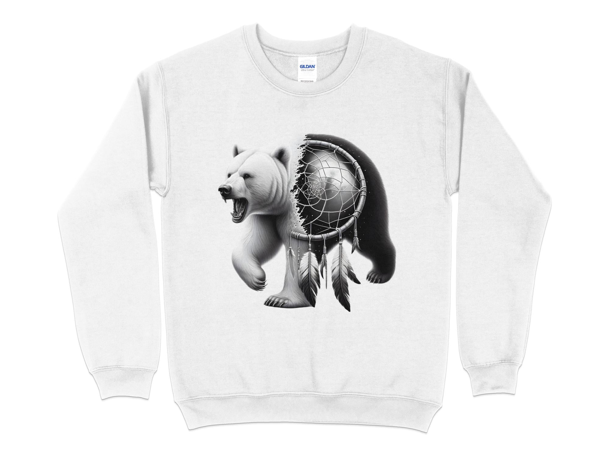 Dreamcatcher Bear - Coloured Gildan Sweatshirt Realistic Native American Talisman Unisex Mythology Tee Graphic Design