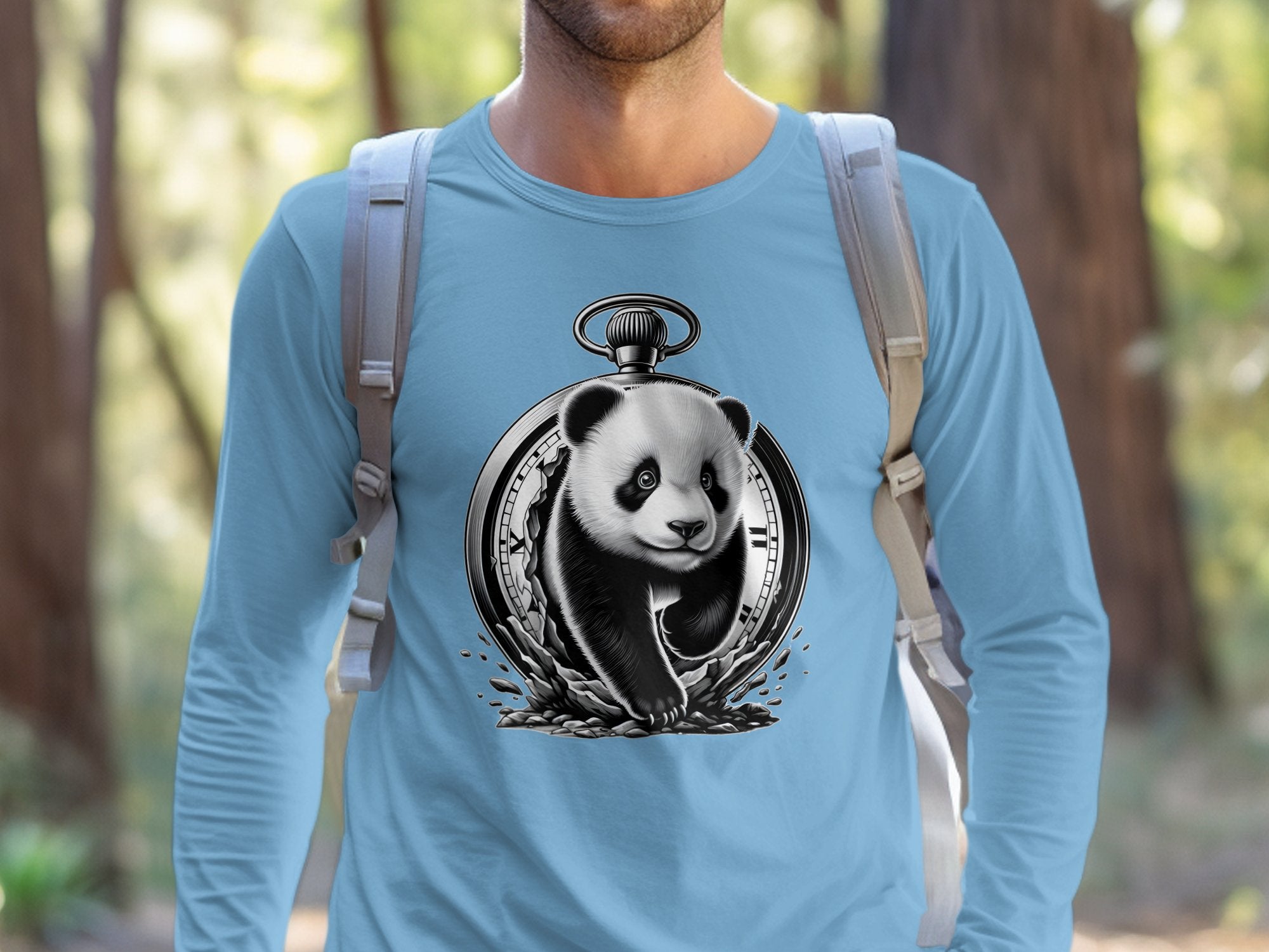 Panda - Coloured Gildan Long Sleeve Realistic Animal Talisman Unisex Cute Tee Graphic Design