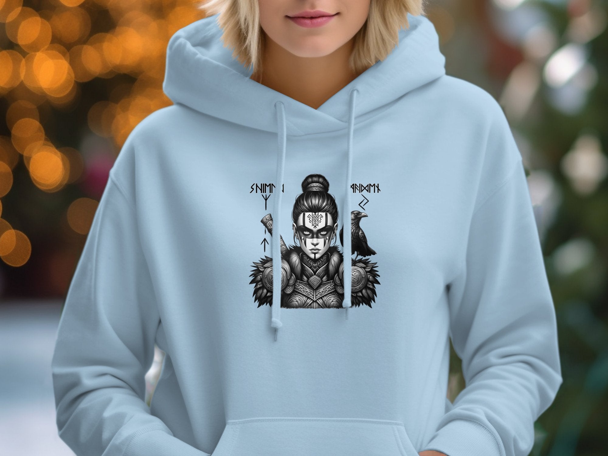 Viking Shield Maiden - Coloured Gildan Hoodie Realistic Norse Talisman Men Women Unisex Valhalla Tee Graphic Design