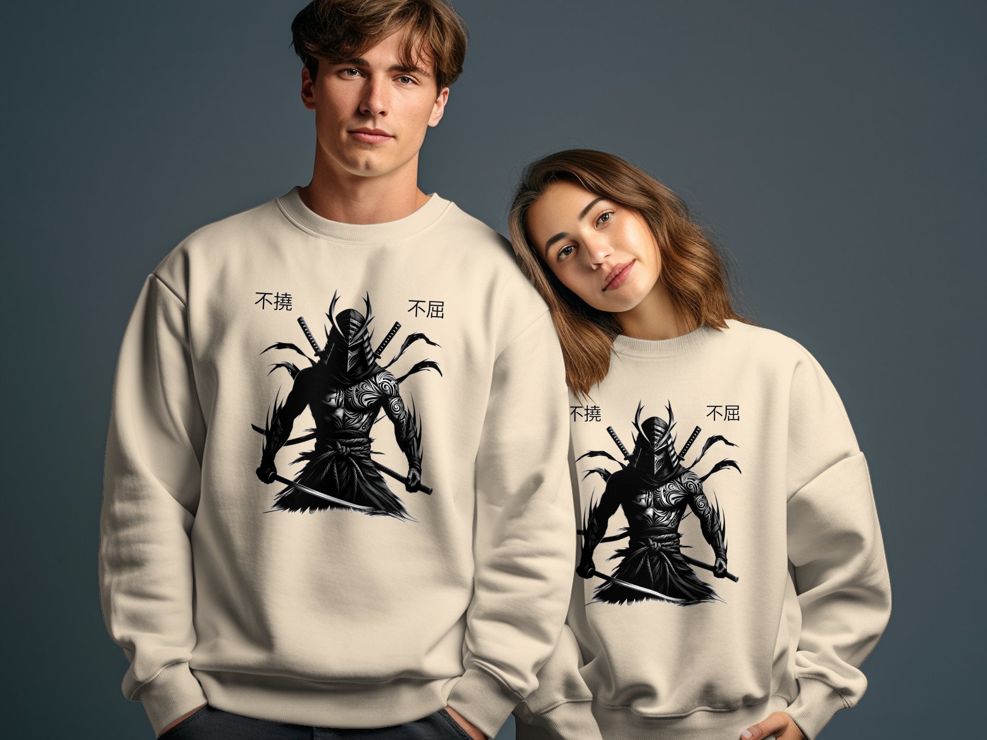 Samurai Ninja - Coloured Gildan Sweatshirt Japanese Talisman Unisex Cultural Symbolic Graphic Design