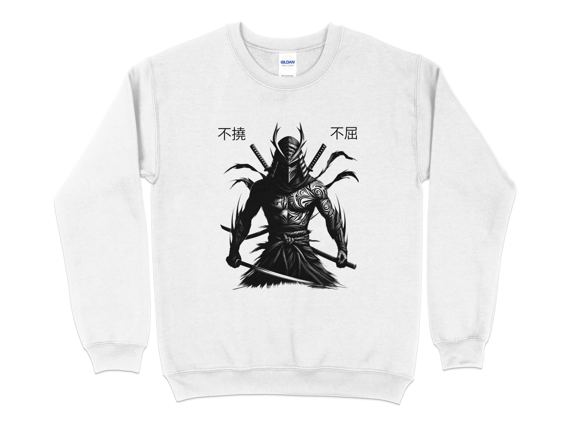 Samurai Ninja - Coloured Gildan Sweatshirt Japanese Talisman Unisex Cultural Symbolic Graphic Design