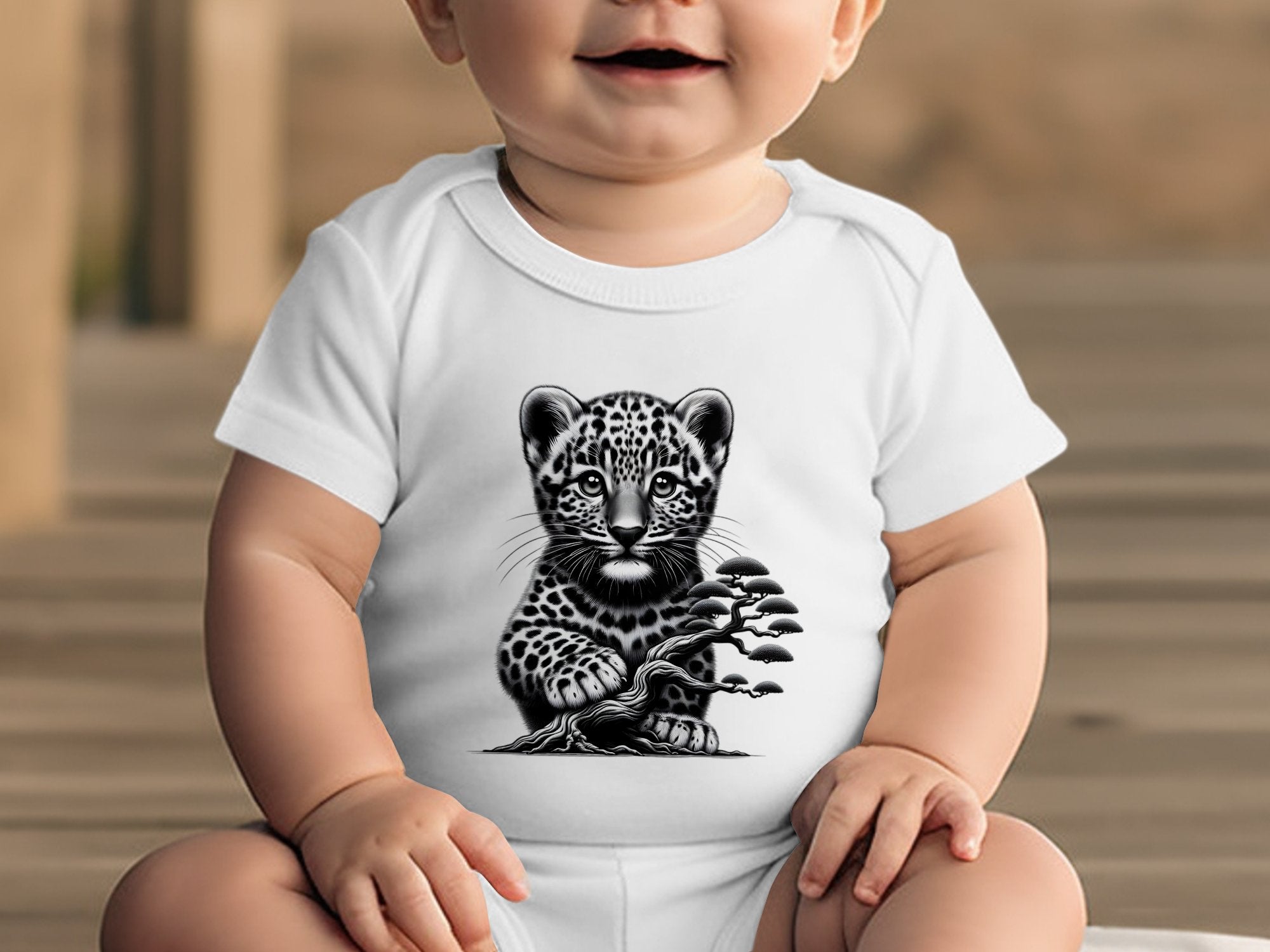 Leopard Bonsai - Coloured Toddler Bodysuit Realistic Animal Talisman Unisex Cute Tee Graphic Design