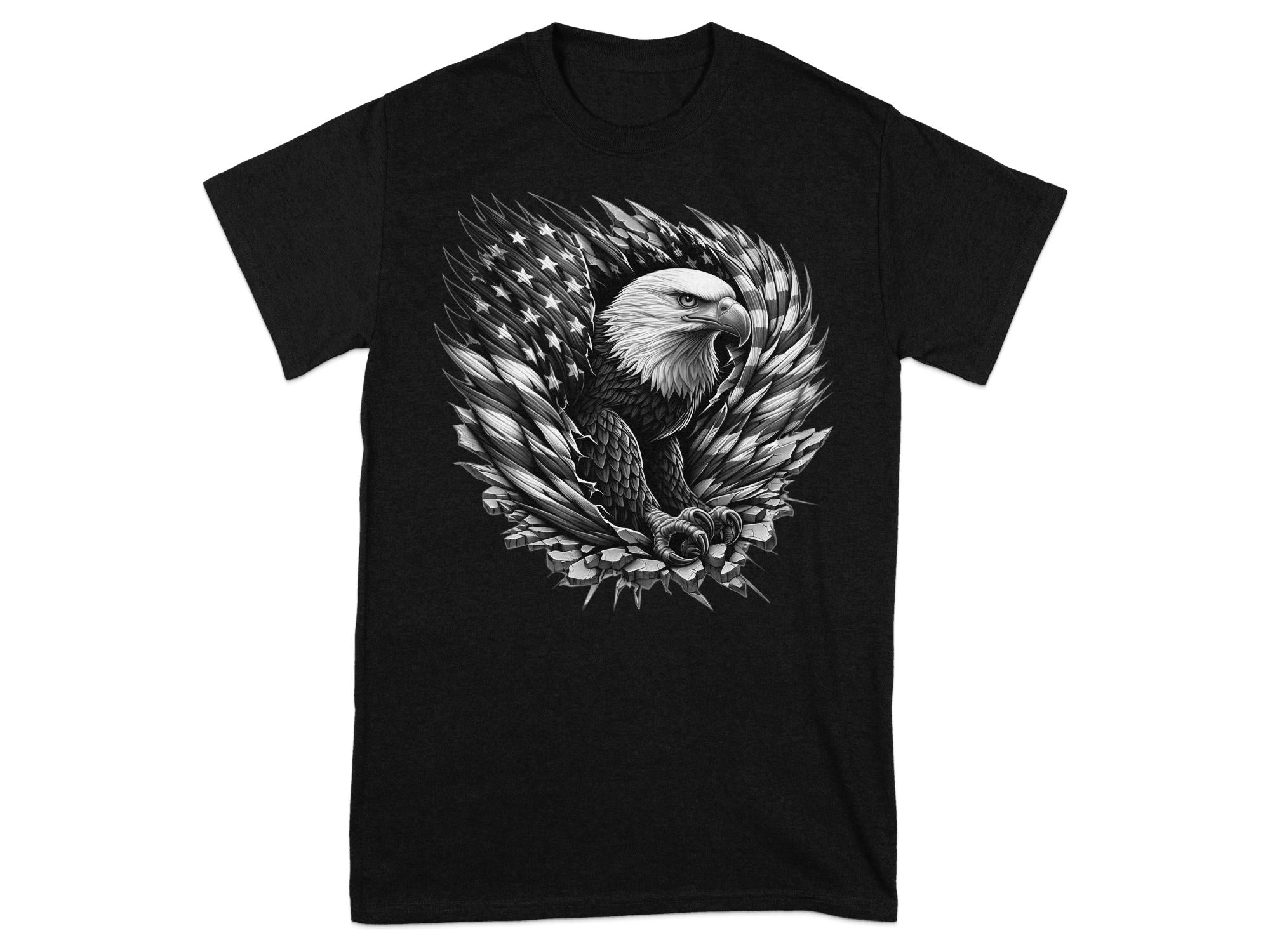 Eagle Patriot - Coloured Gildan T-Shirt Realistic Animal Talisman Unisex Tee Graphic Design