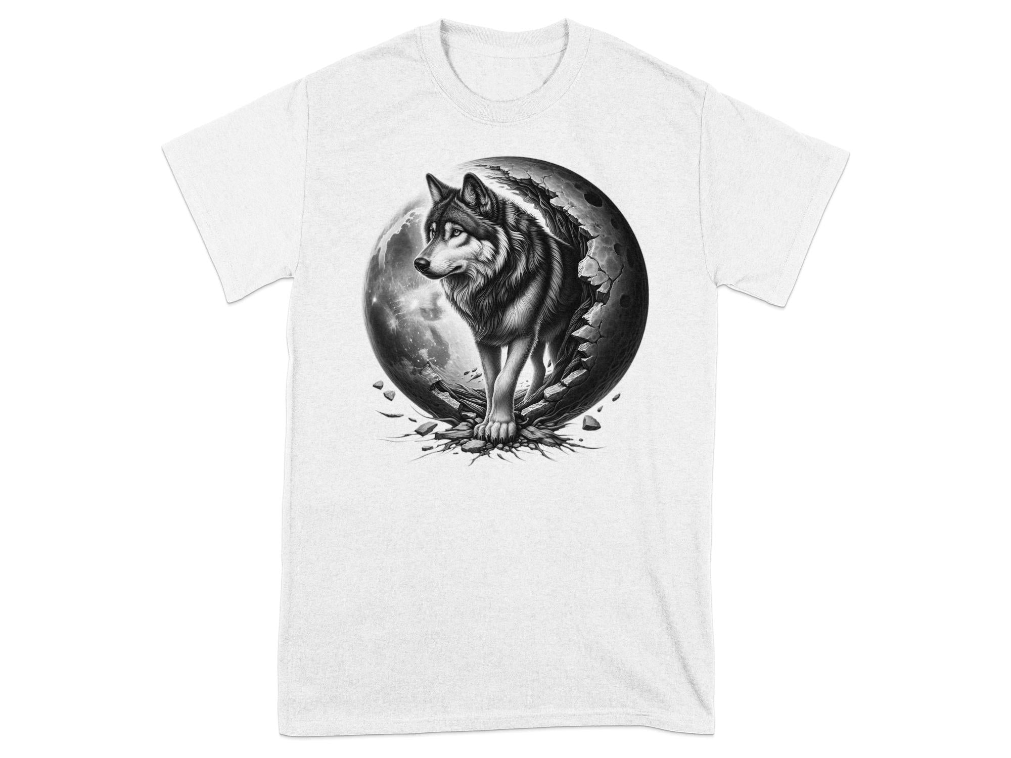 Moon Wolf - Coloured Gildan T-Shirt Realistic Animal Talisman Unisex Mythology Tee Graphic Design