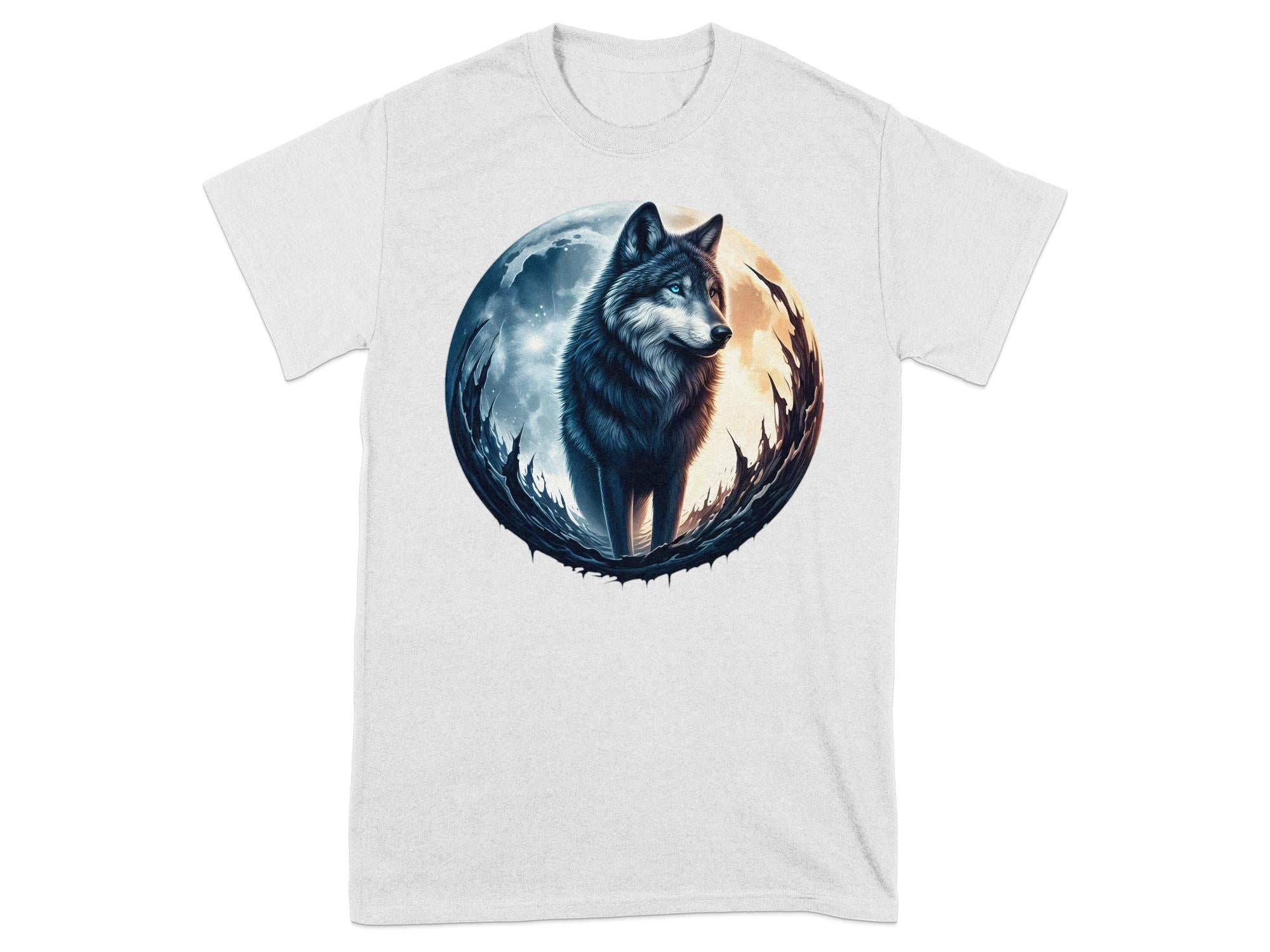 Moon Wolf - T-Shirt Realistic Full Colour Animal Talisman Unisex Mythology Tee Gildan Graphic Design