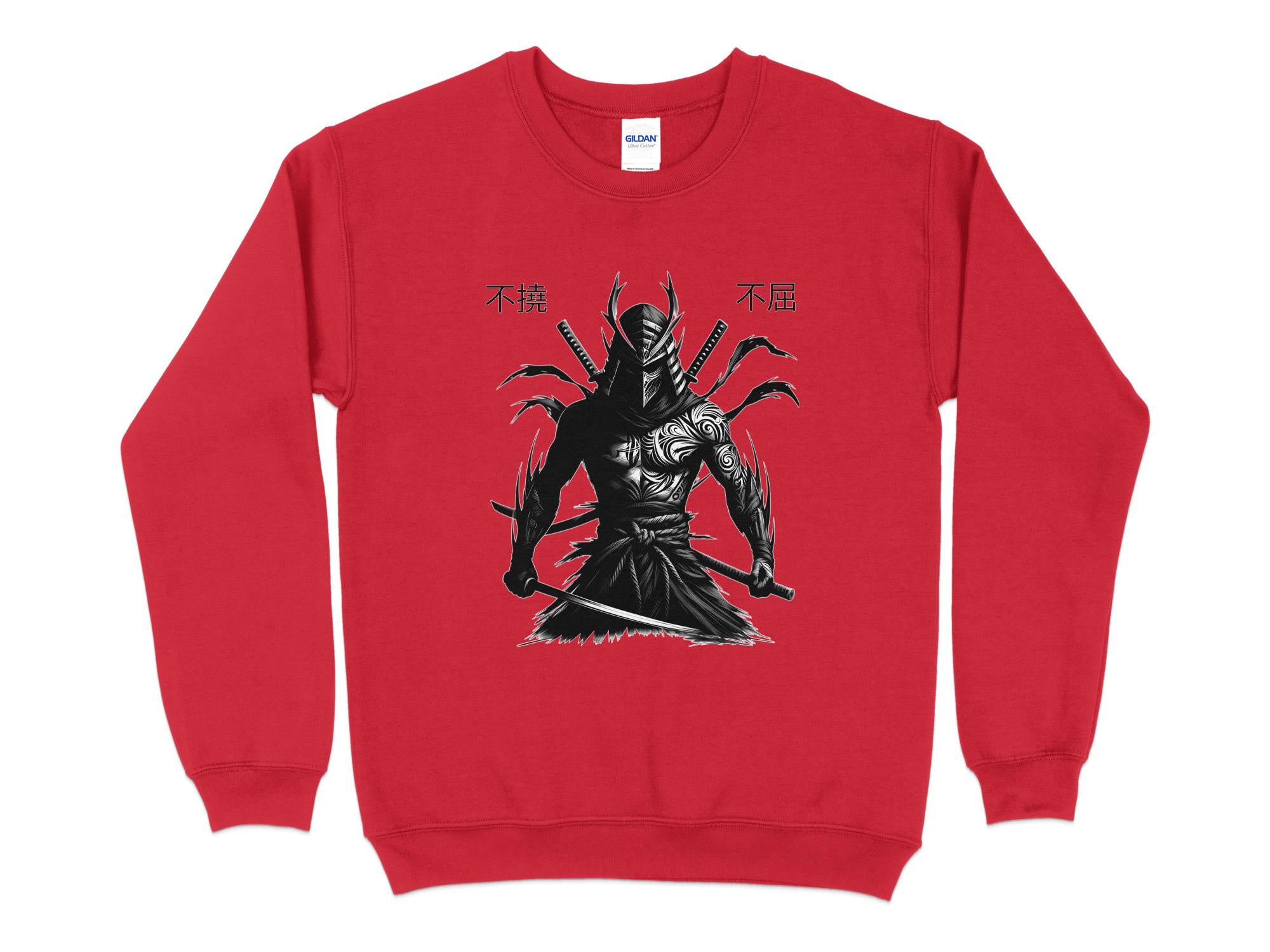 Samurai Ninja - Coloured Gildan Sweatshirt Japanese Talisman Unisex Cultural Symbolic Graphic Design