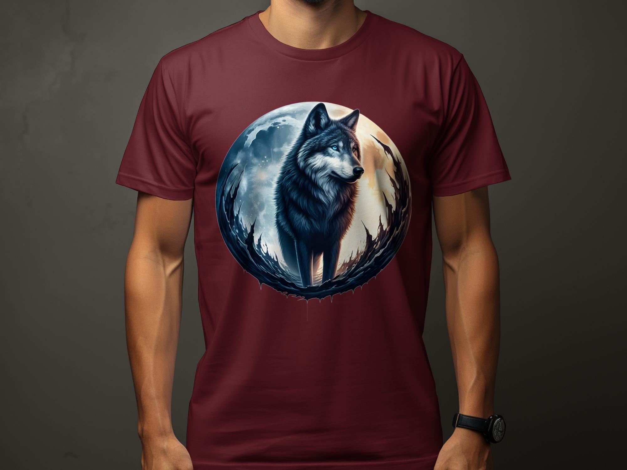 Moon Wolf - T-Shirt Realistic Full Colour Animal Talisman Unisex Mythology Tee Gildan Graphic Design