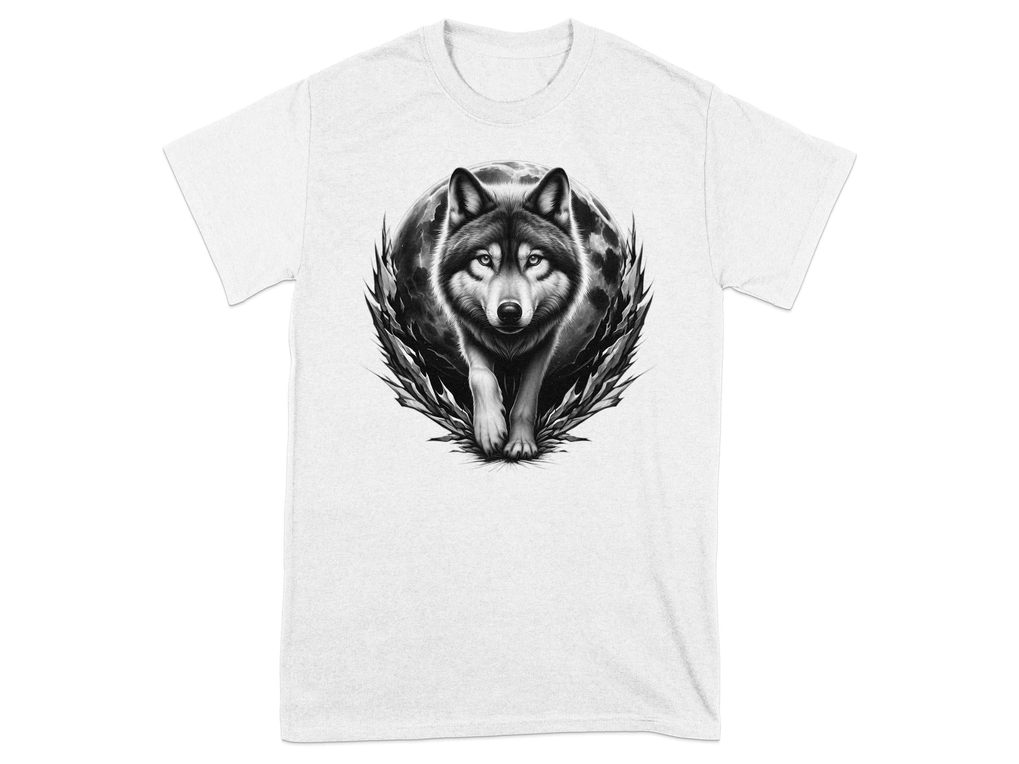 Moon Wolf - Coloured Gildan T-Shirt Realistic Animal Talisman Unisex Mythology Tee Graphic Design