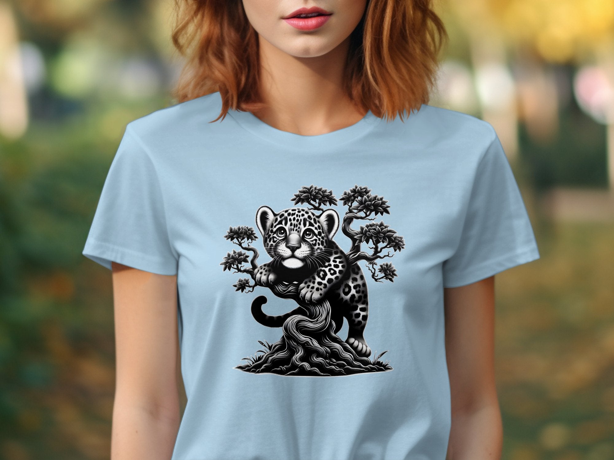 Leopard Bonsai - Coloured Gildan T-Shirt Realistic Animal Talisman Unisex Cute Tee Graphic Design