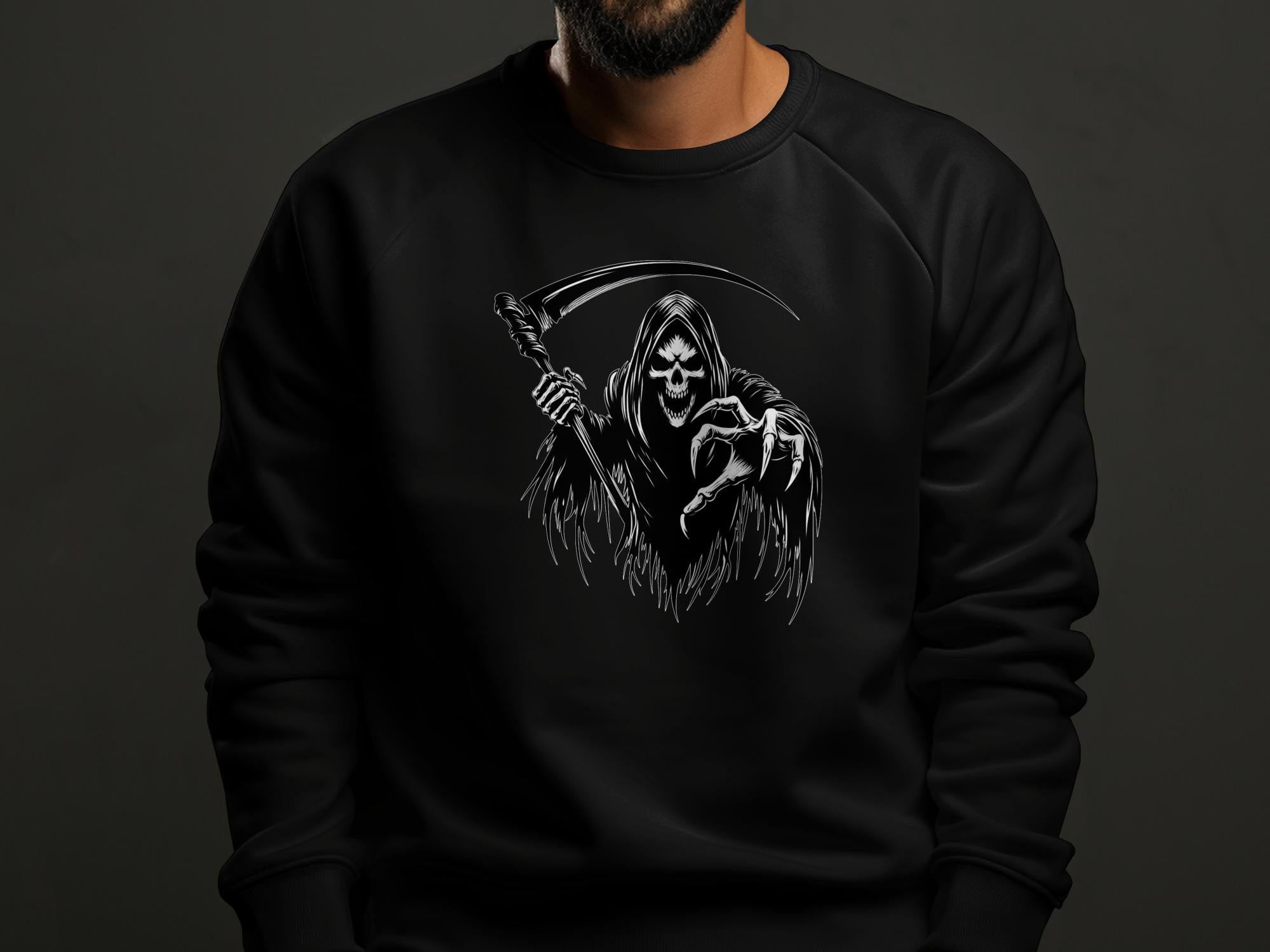 Grim Reaper - Black White Gildan Sweatshirt Commemorative Talisman Unisex Tee Graphic Design