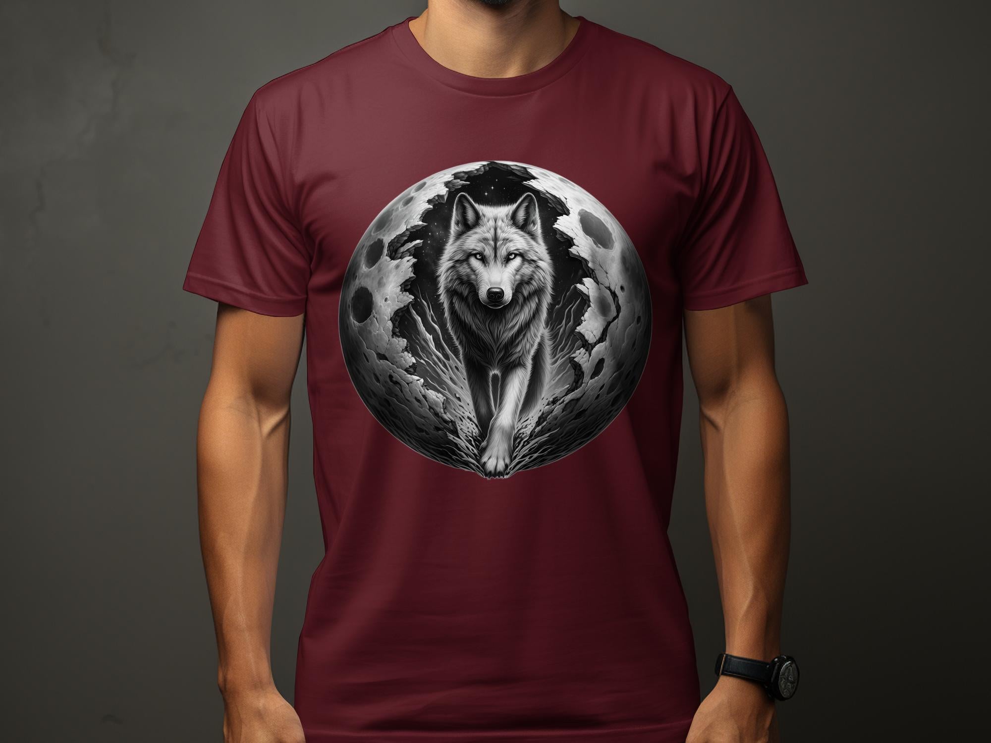 Moon Wolf - Coloured Gildan T-Shirt Realistic Animal Talisman Unisex Mythology Tee Graphic Design