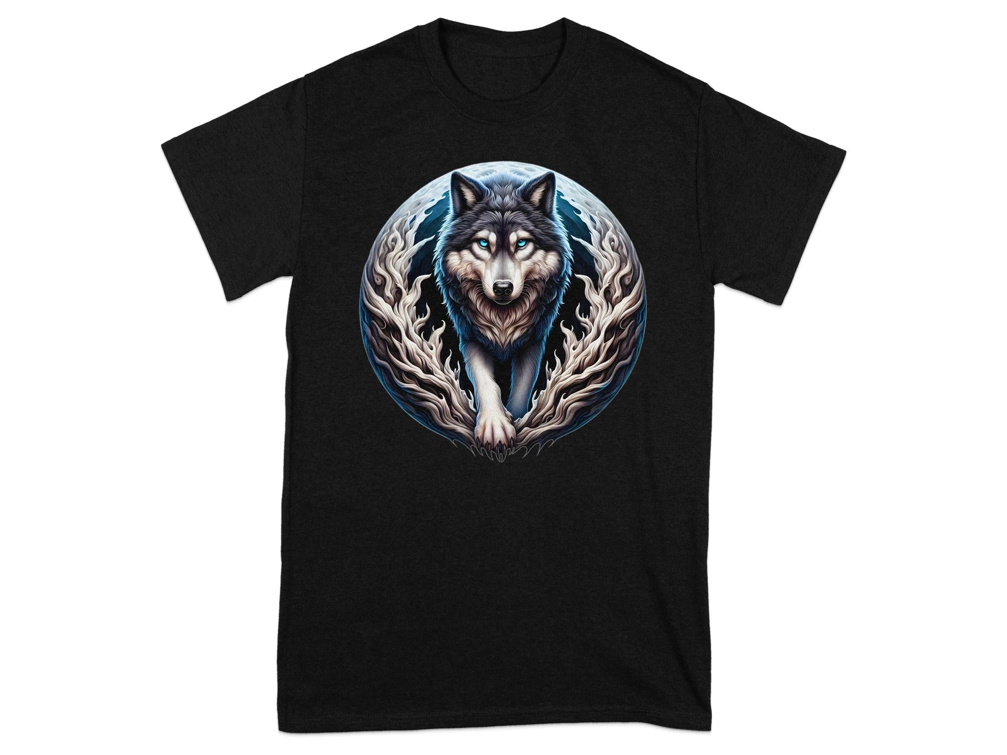 Moon Wolf - T-Shirt Realistic Full Colour Animal Talisman Unisex Mythology Tee Gildan Graphic Design