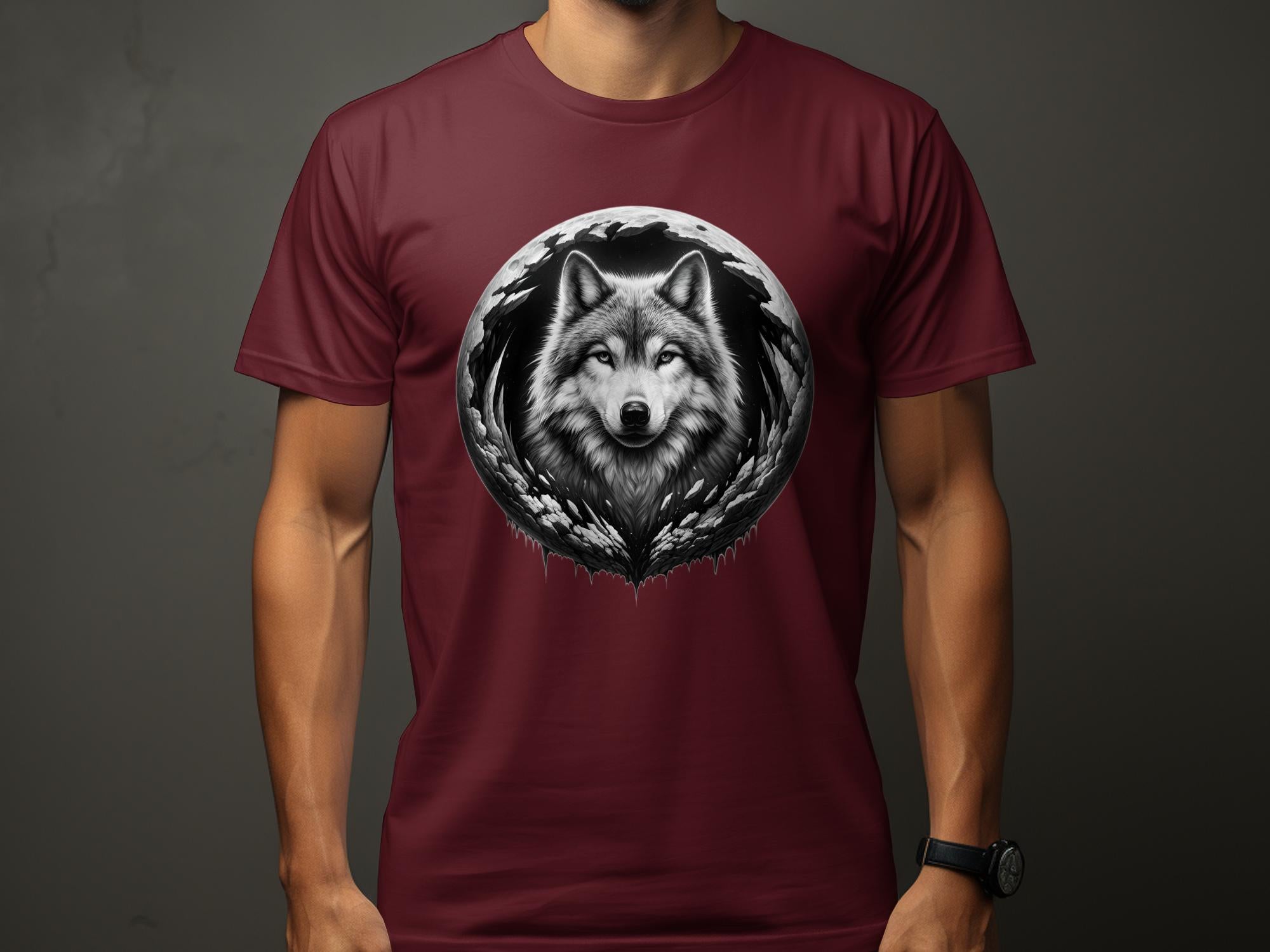 Moon Wolf - Coloured Gildan T-Shirt Realistic Animal Talisman Unisex Mythology Tee Graphic Design