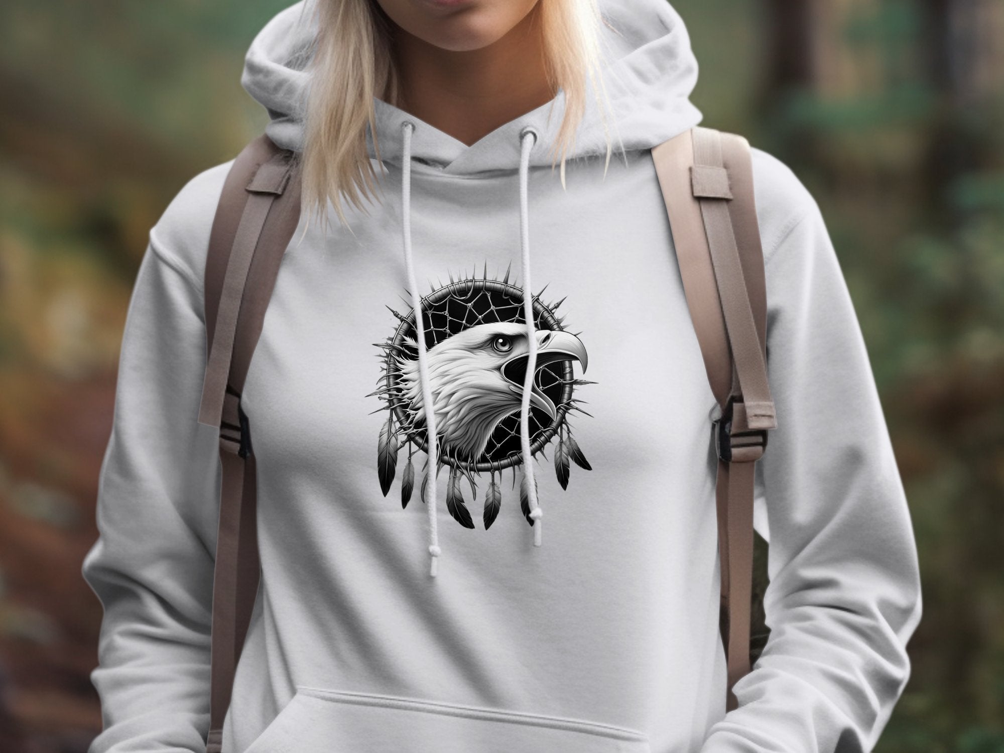 Dreamcatcher Eagle - Coloured Gildan Hoodie Realistic Native American Talisman Unisex Mythology Tee Graphic Design