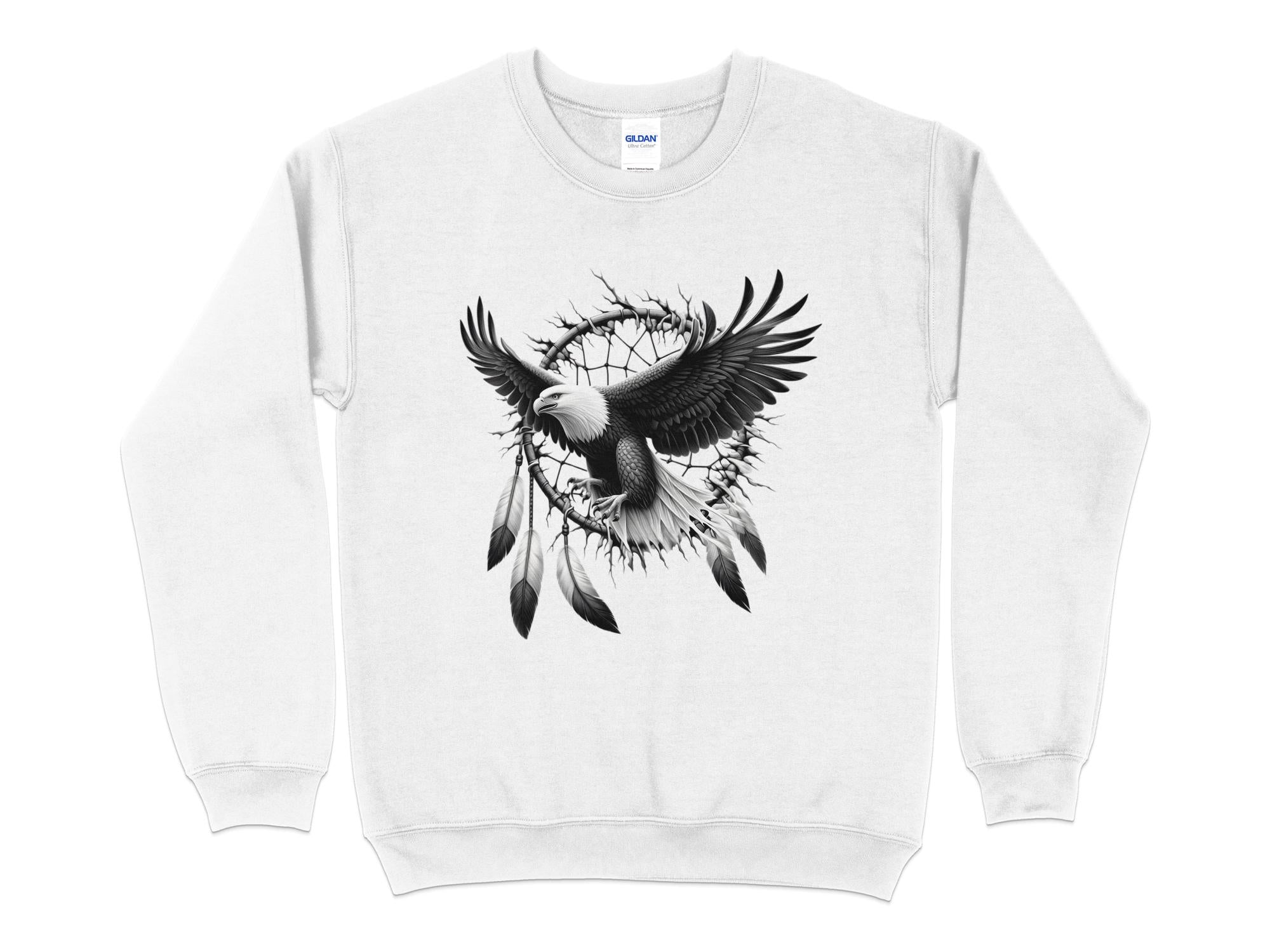 Dreamcatcher Eagle - Coloured Gildan Sweatshirt Realistic Native American Talisman Unisex Mythology Tee Graphic Design