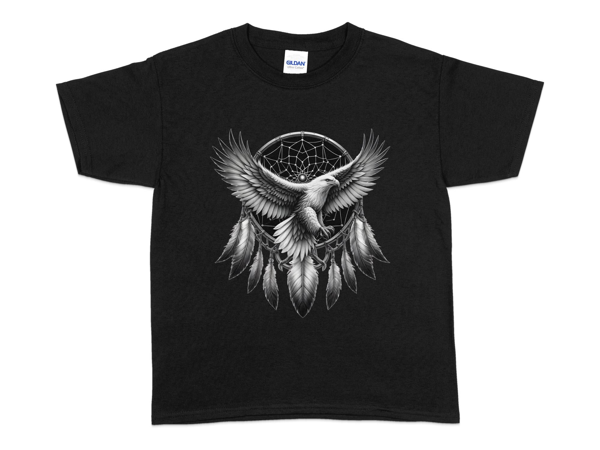 Dreamcatcher Eagle - Coloured Gildan Kids T-Shirt Realistic Native American Talisman Unisex Mythology Tee Graphic Design