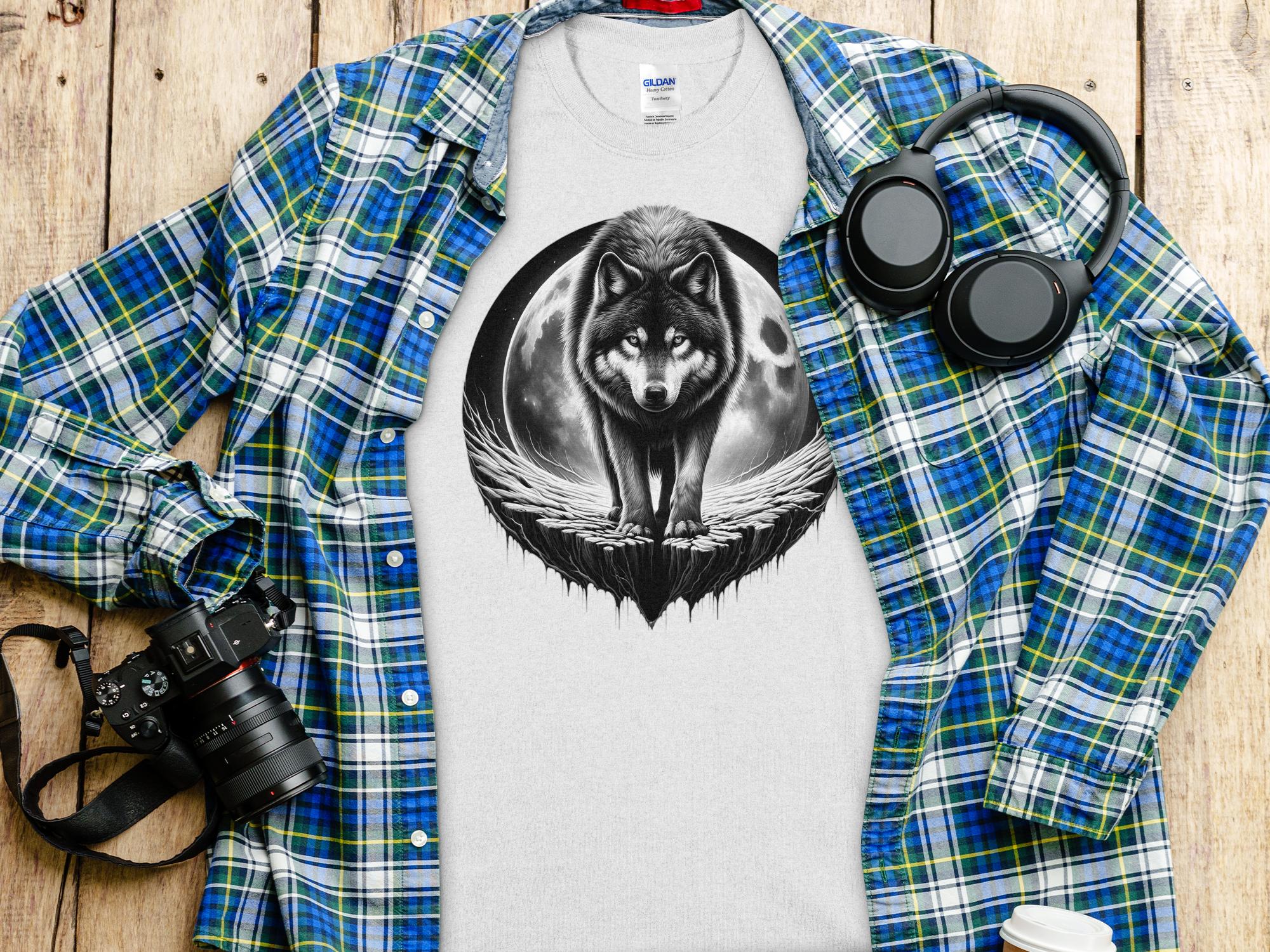 Moon Wolf - Coloured Gildan T-Shirt Realistic Animal Talisman Unisex Mythology Tee Graphic Design