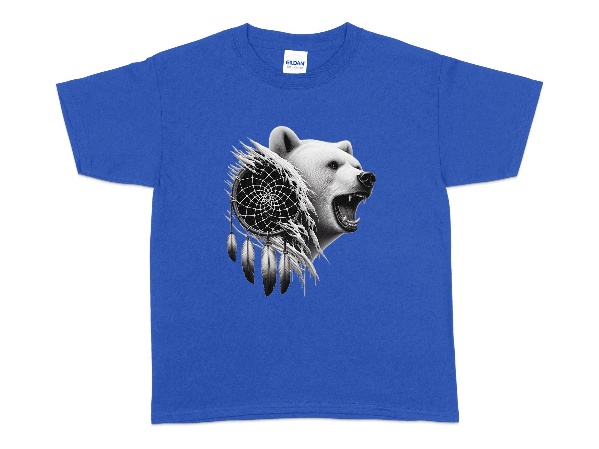 Dreamcatcher Bear - Coloured Gildan Kids T Shirt Realistic Native American Talisman Unisex Mythology Tee Graphic Design