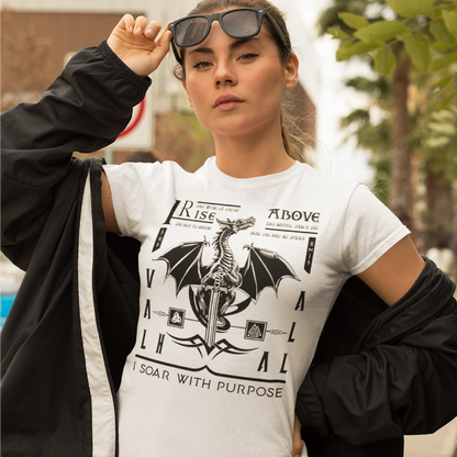 Black T Shirt White Viking Dragon Rising Talisman Men Women Unisex Valhalla Tee