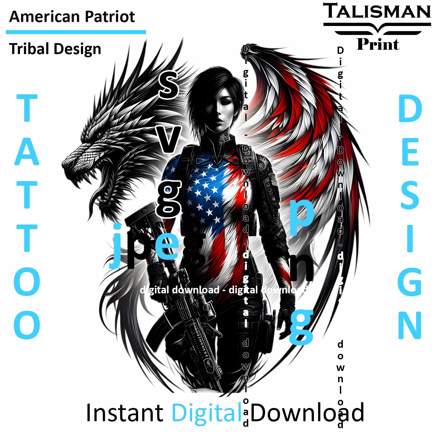 Military Woman - Digital Art | PNG, JPEG & SVG | Instant Download for American Apparel, Décor and Wall Art