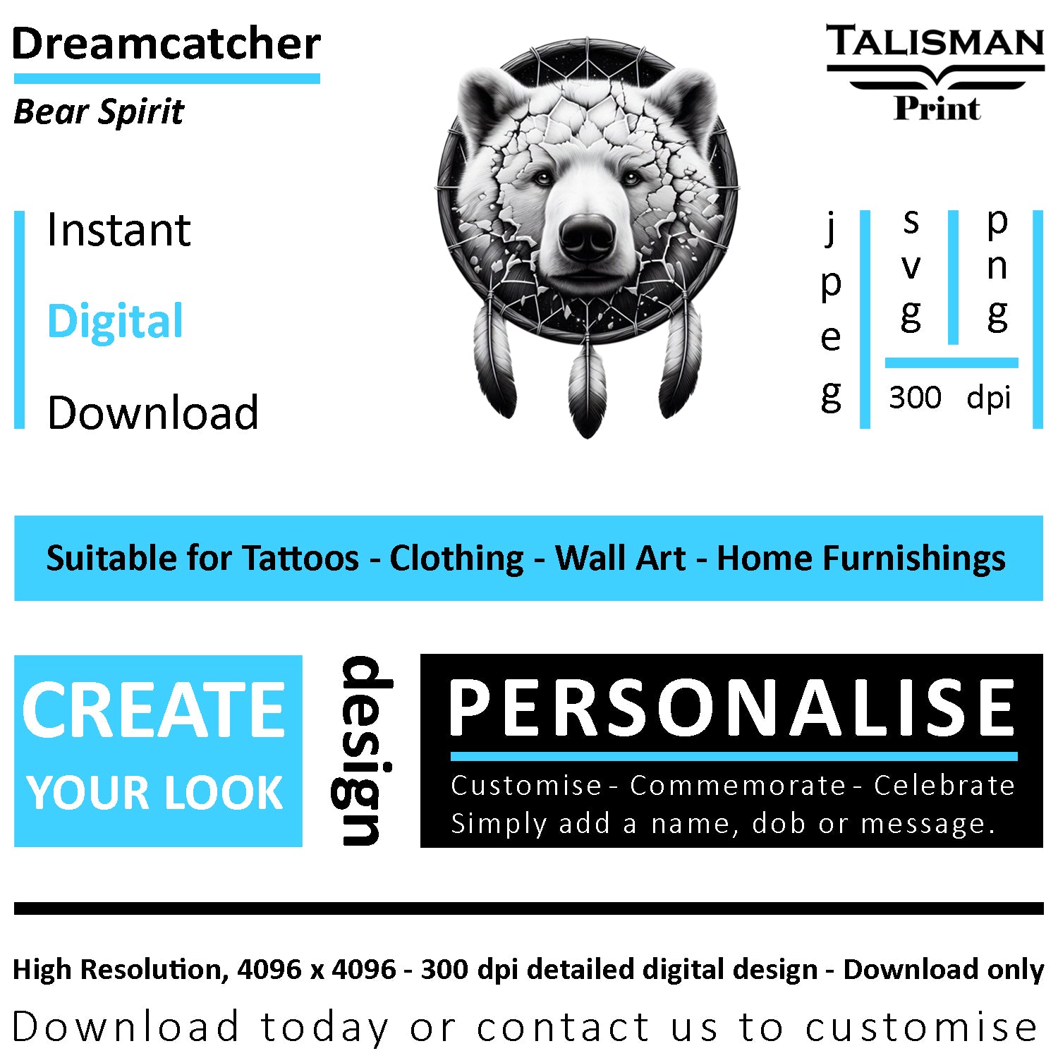 Dreamcatcher Bear Native American Digital Art Collection | PNG, JPEG & SVG | Instant Download for Cherokee Mythology, Powerful Meaningful Decor | Animal Designs