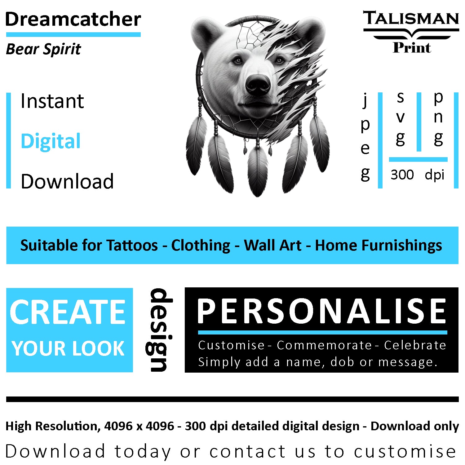 Dreamcatcher Bear Native American Digital Art Collection | PNG, JPEG & SVG | Instant Download for Cherokee Mythology, Powerful Meaningful Decor | Animal Designs