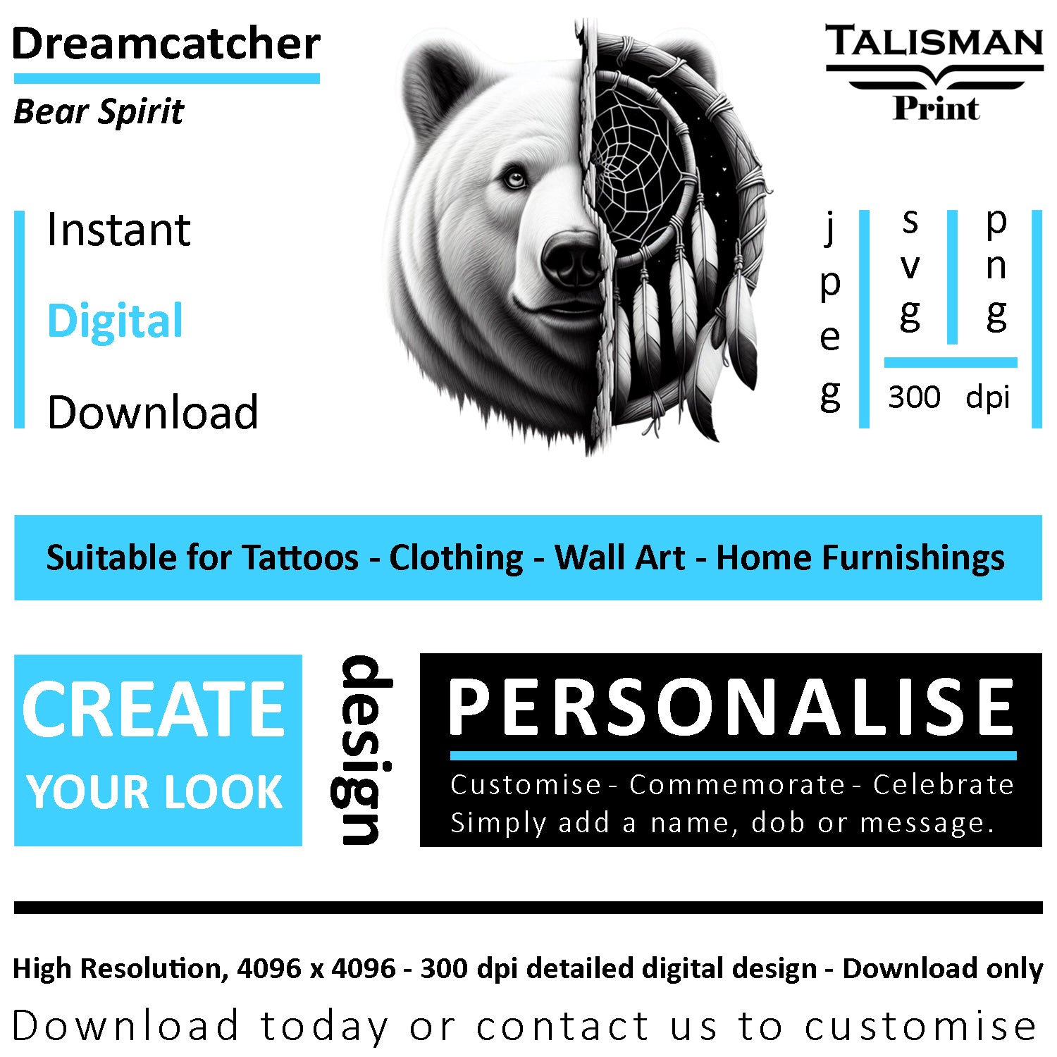 Dreamcatcher Bear Native American Digital Art Collection | PNG, JPEG & SVG | Instant Download for Cherokee Mythology, Powerful Meaningful Decor | Animal Designs