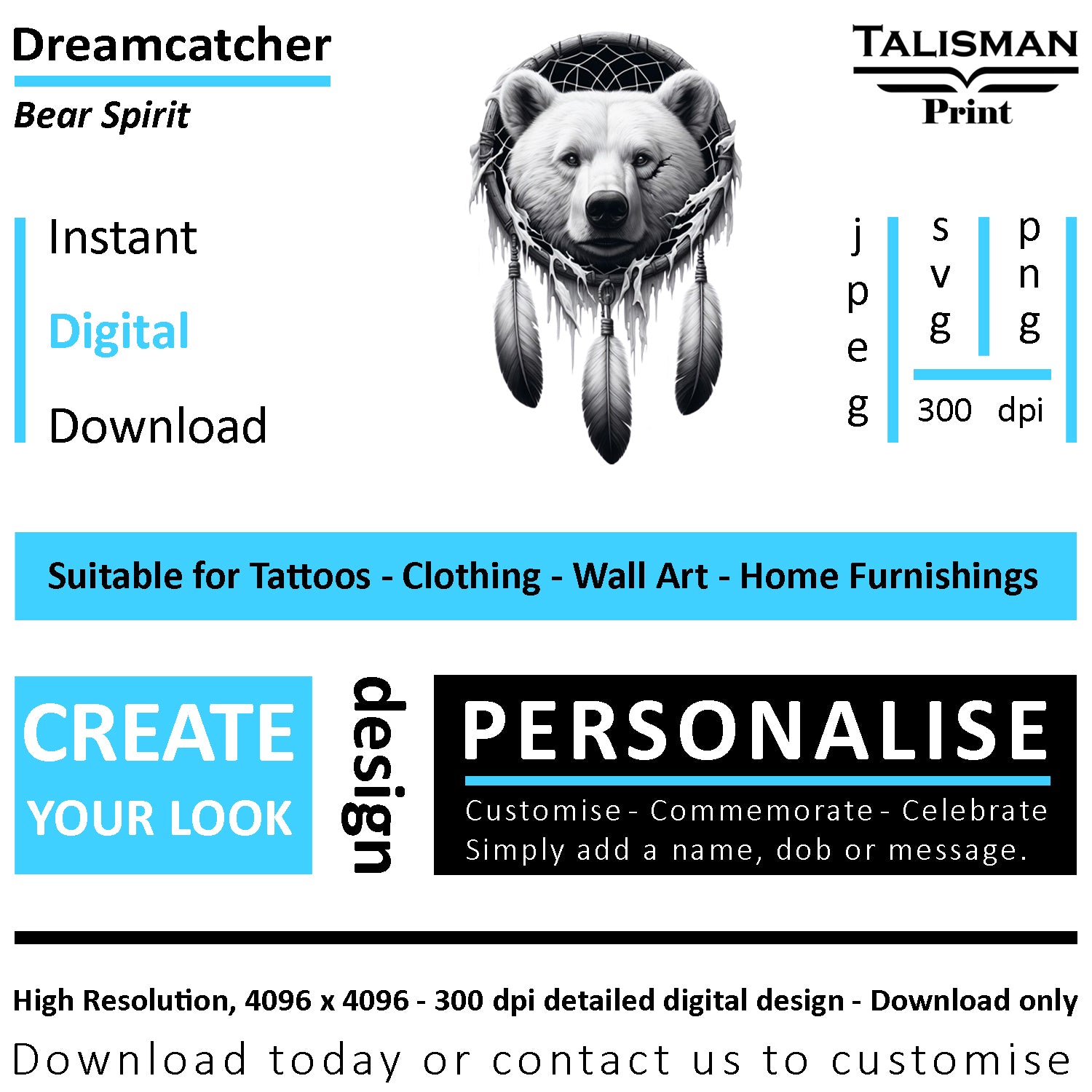 Dreamcatcher Bear Native American Digital Art Collection | PNG, JPEG & SVG | Instant Download for Cherokee Mythology, Powerful Meaningful Decor | Animal Designs